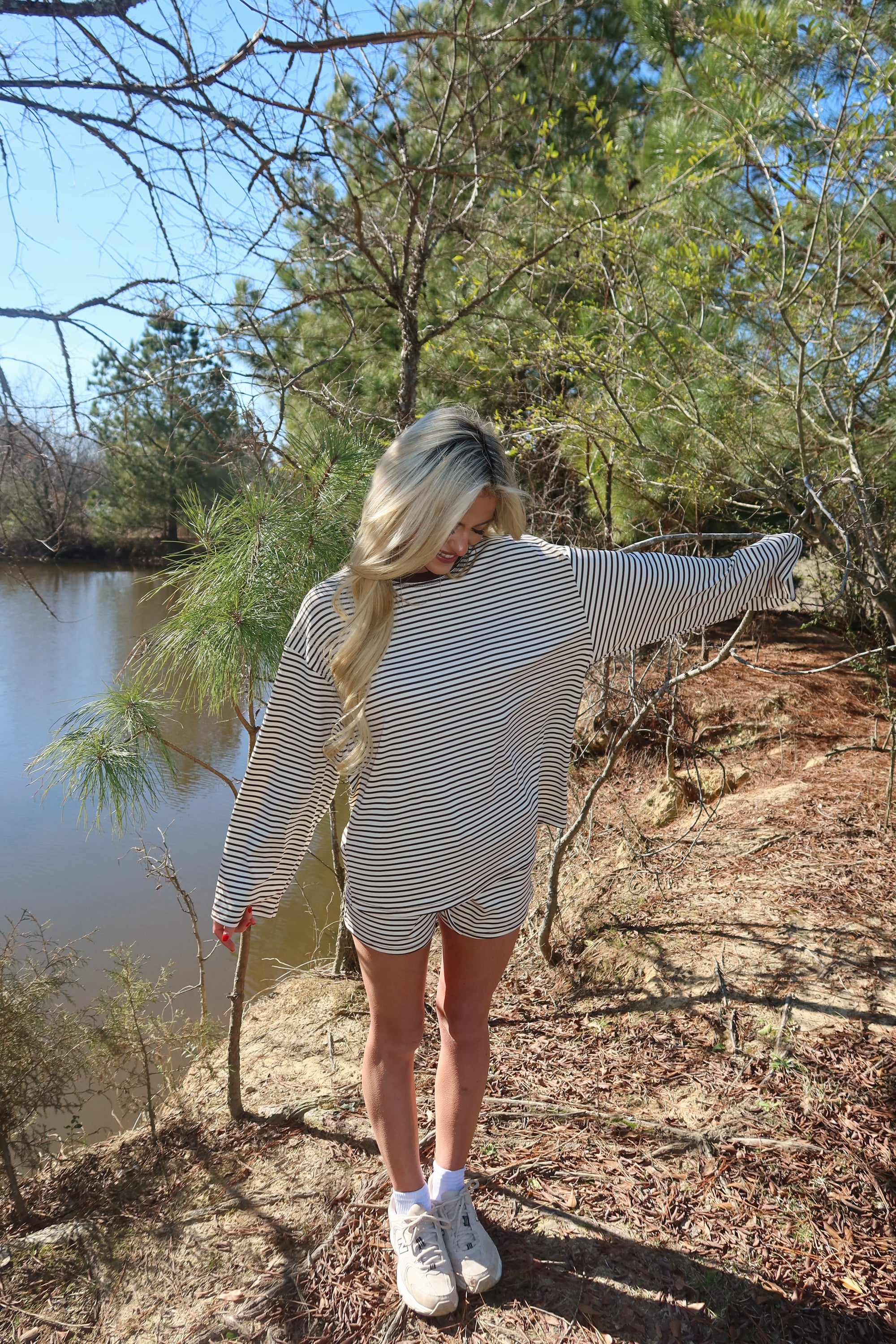 Rosie Striped Shorts Set (Brown)