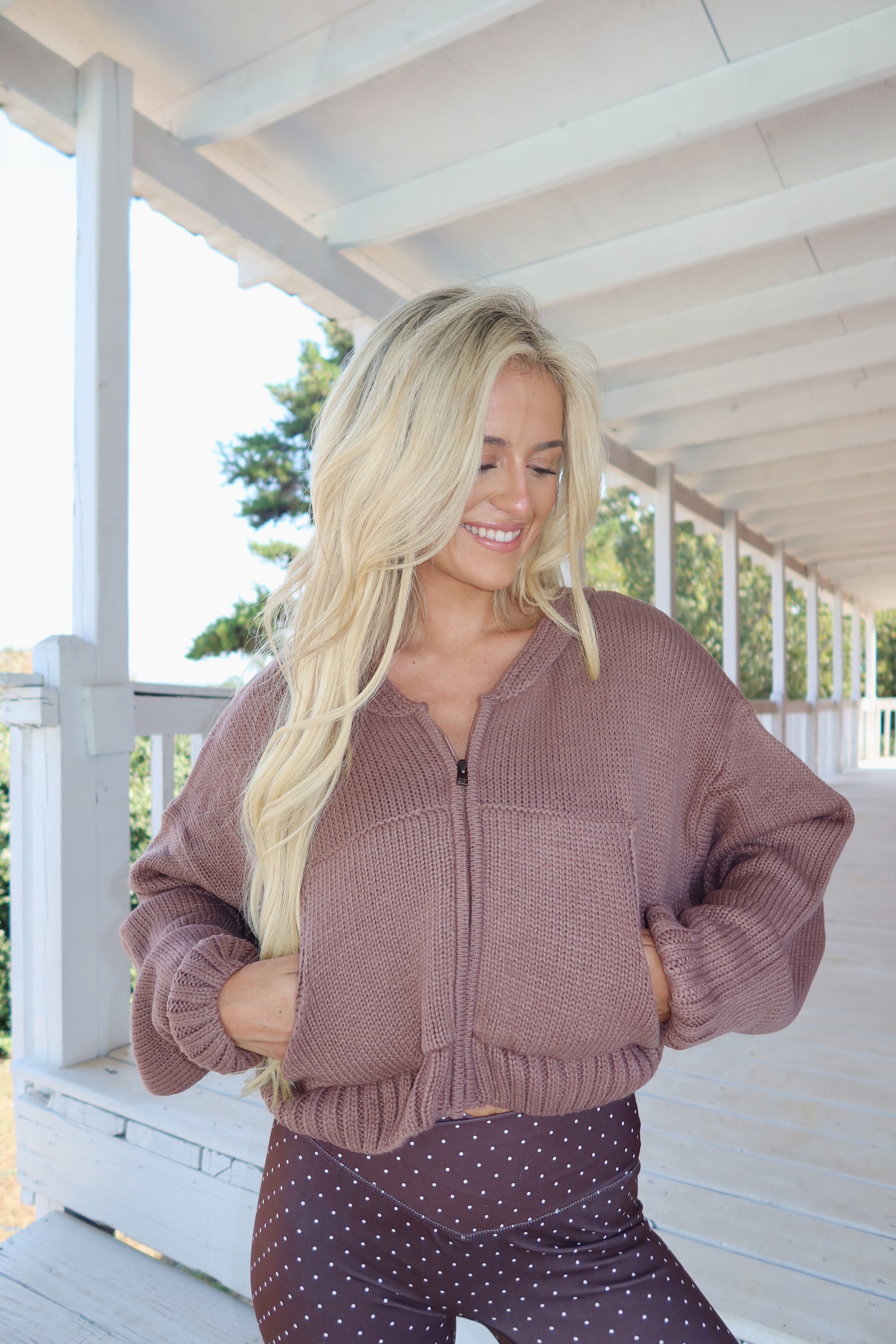 Chestnut Cropped Zip Up