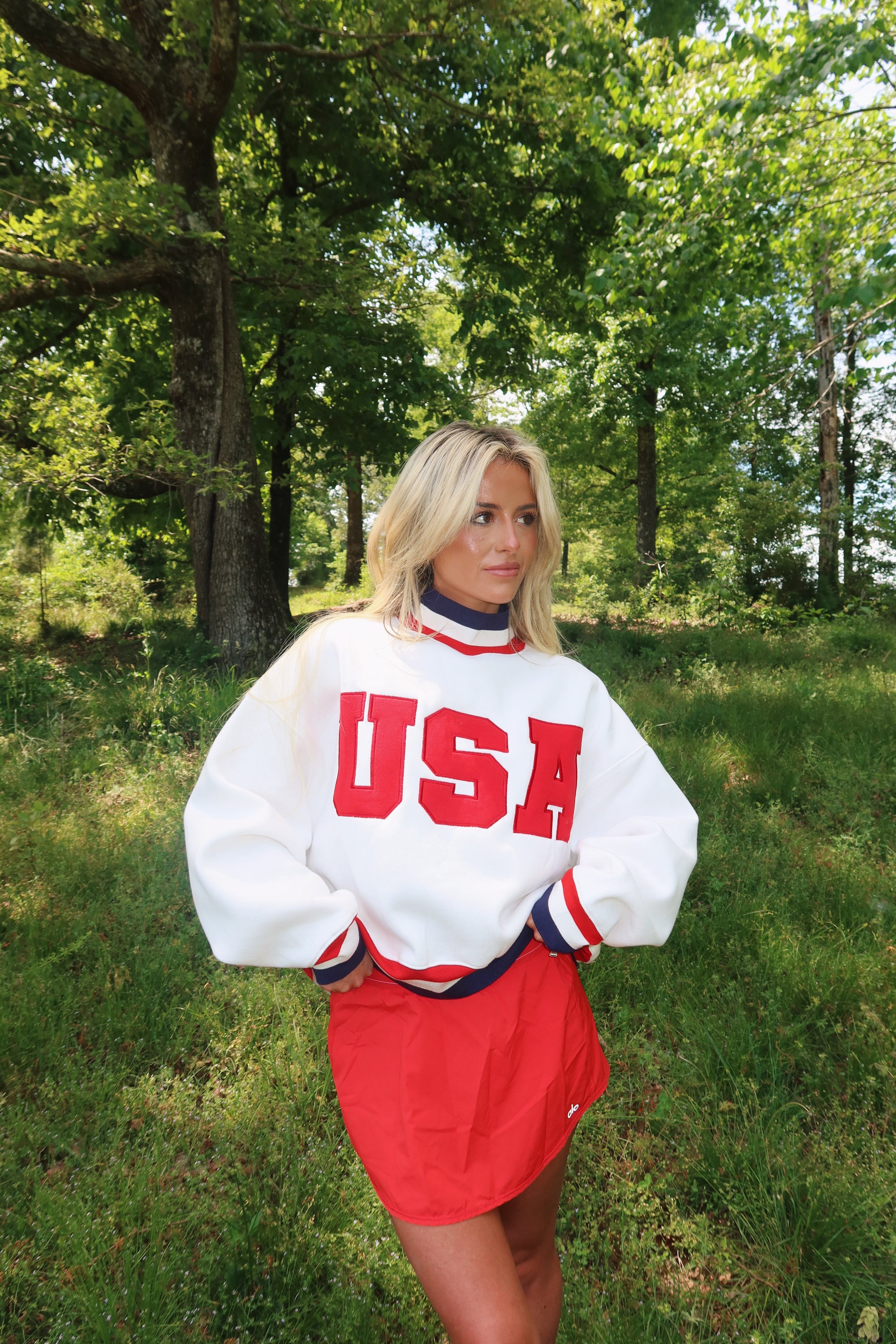 USA Mock Neck-WHITE