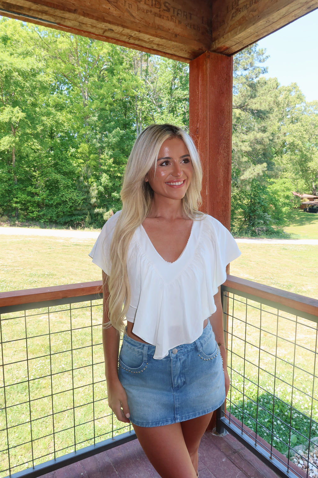 Ella V-Neck Ruffle Top