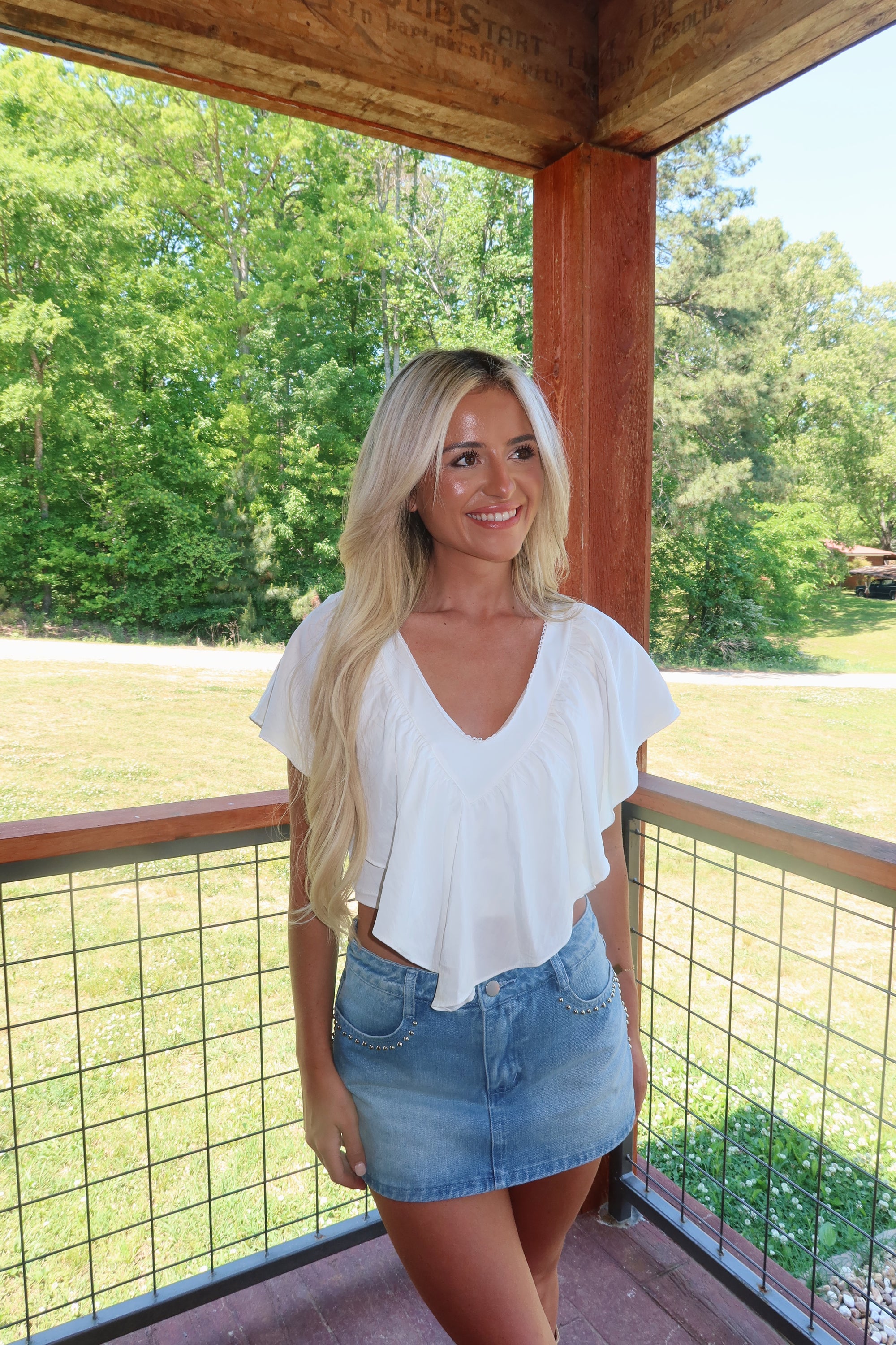 Ella V-Neck Ruffle Top