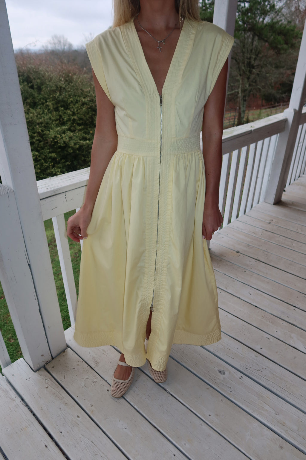 Mia Cap Sleeve Zip Midi Dress