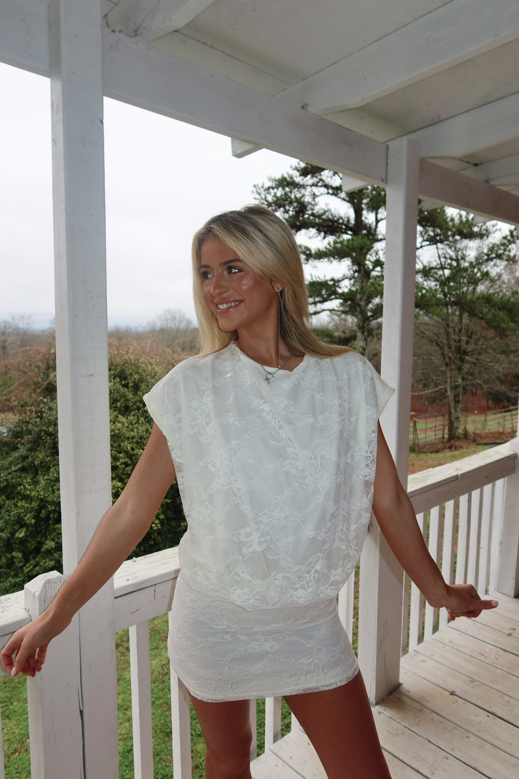 Rose Lace Dolman Mini Dress