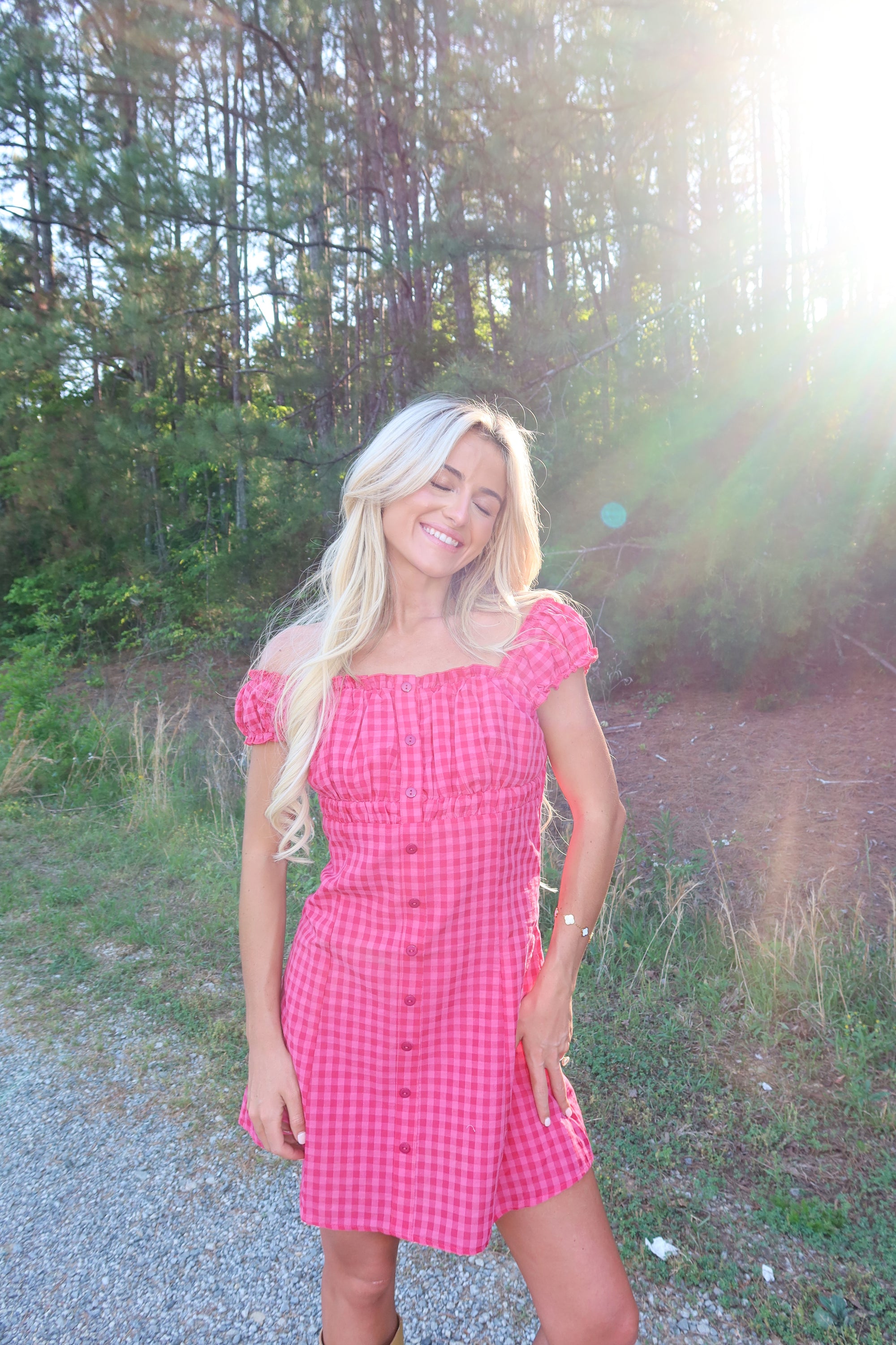 Ida Gingham Frill Strap Mini Dress