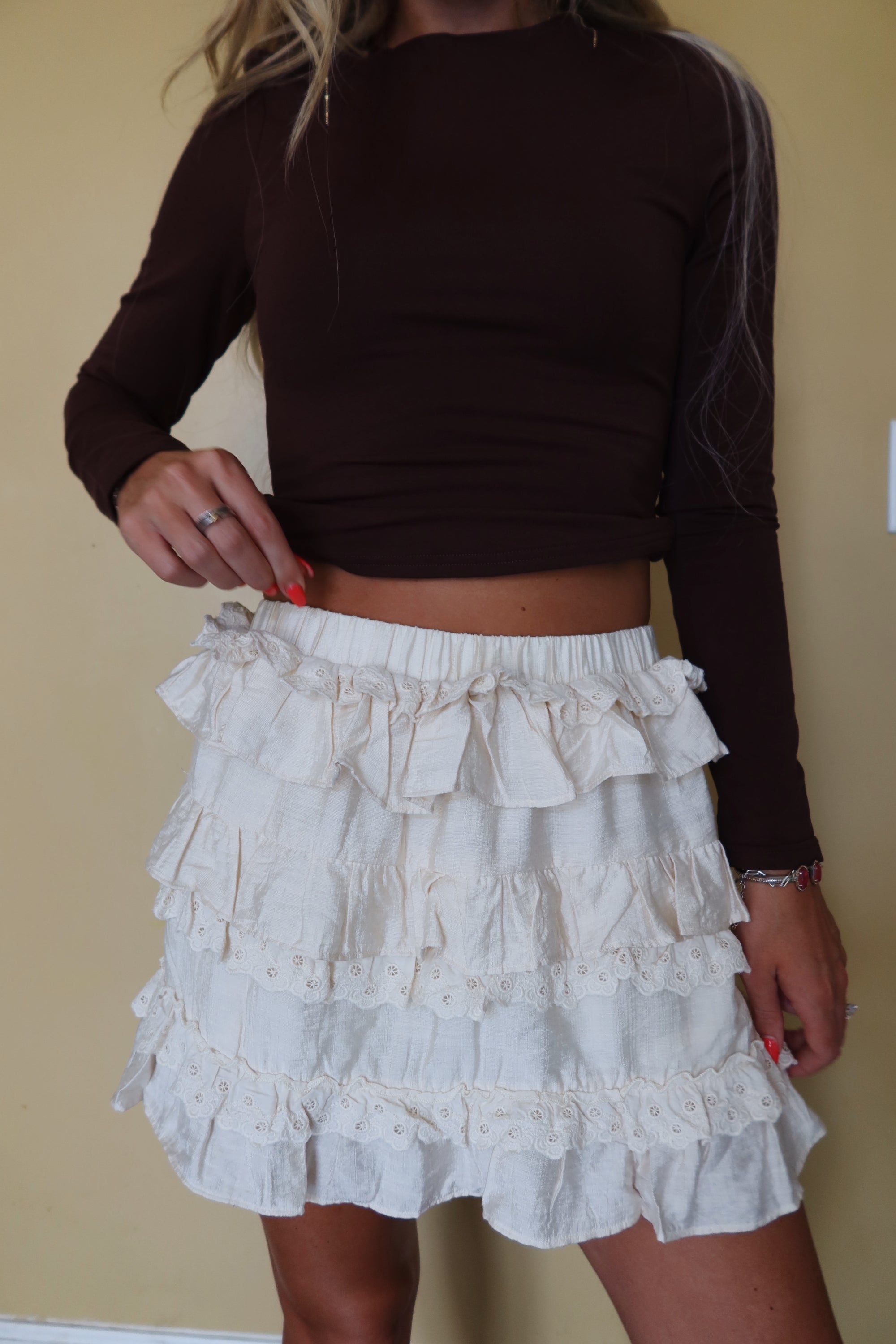 Layered Ruffled Mini Skort
