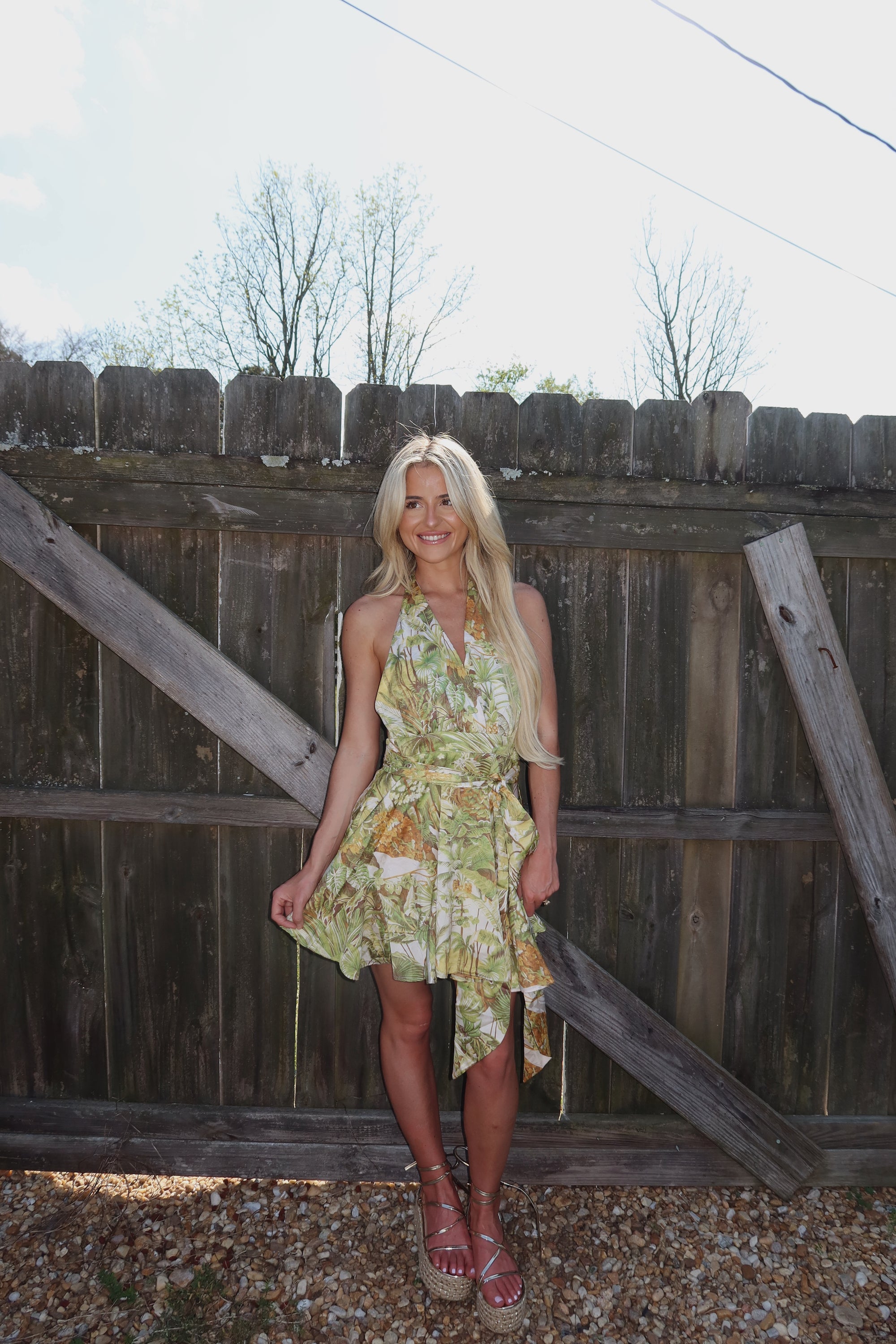 Tropic Satin Mini Wrap Dress