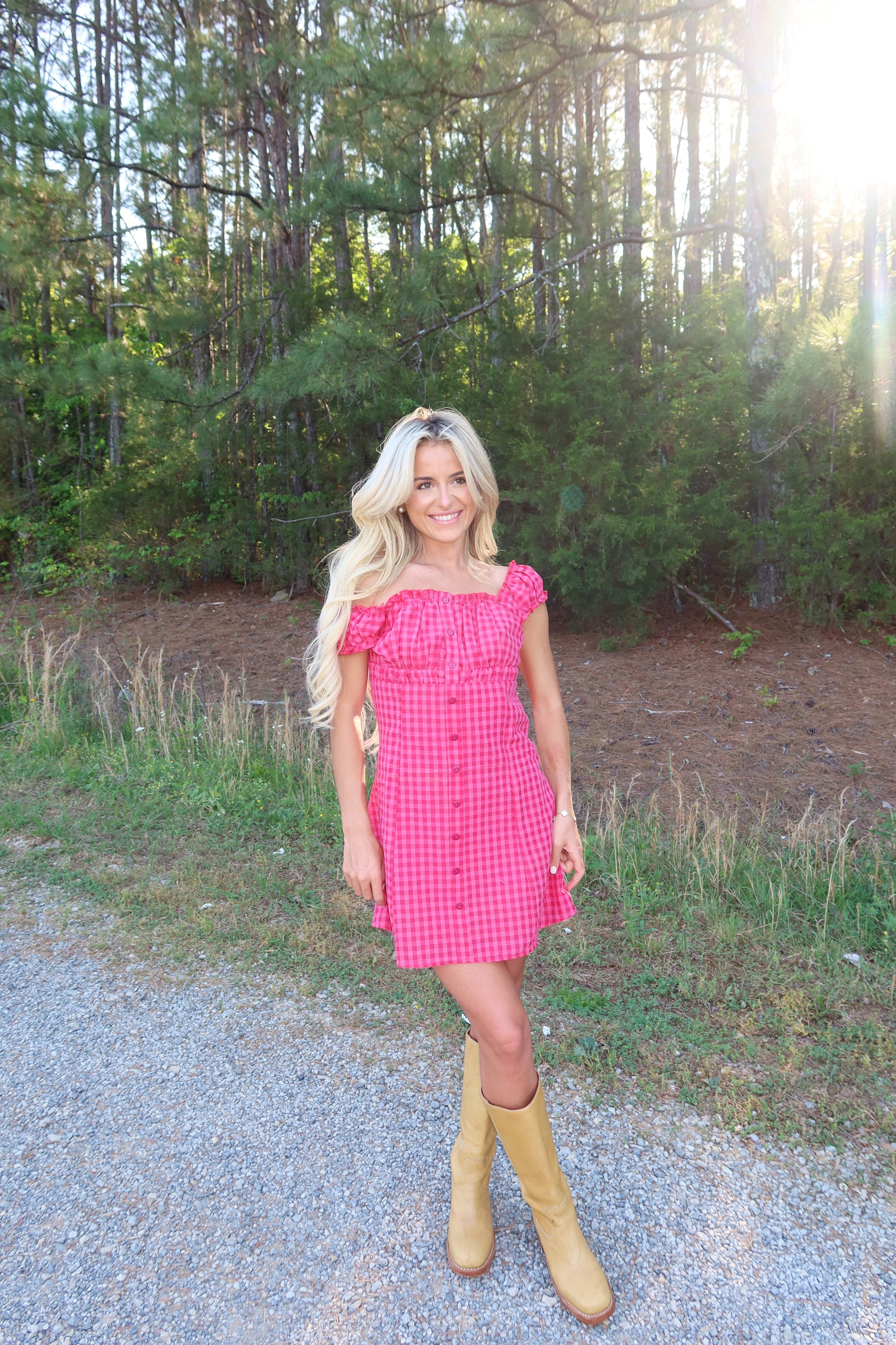 Ida Gingham Frill Strap Mini Dress