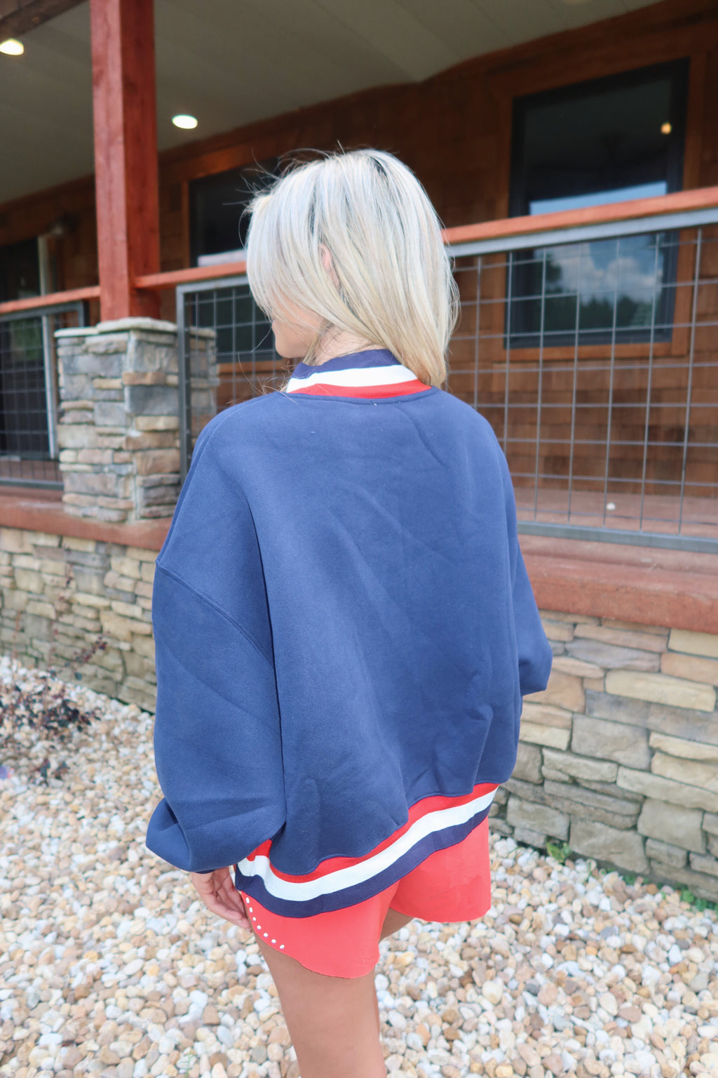 USA Mock Neck- Navy