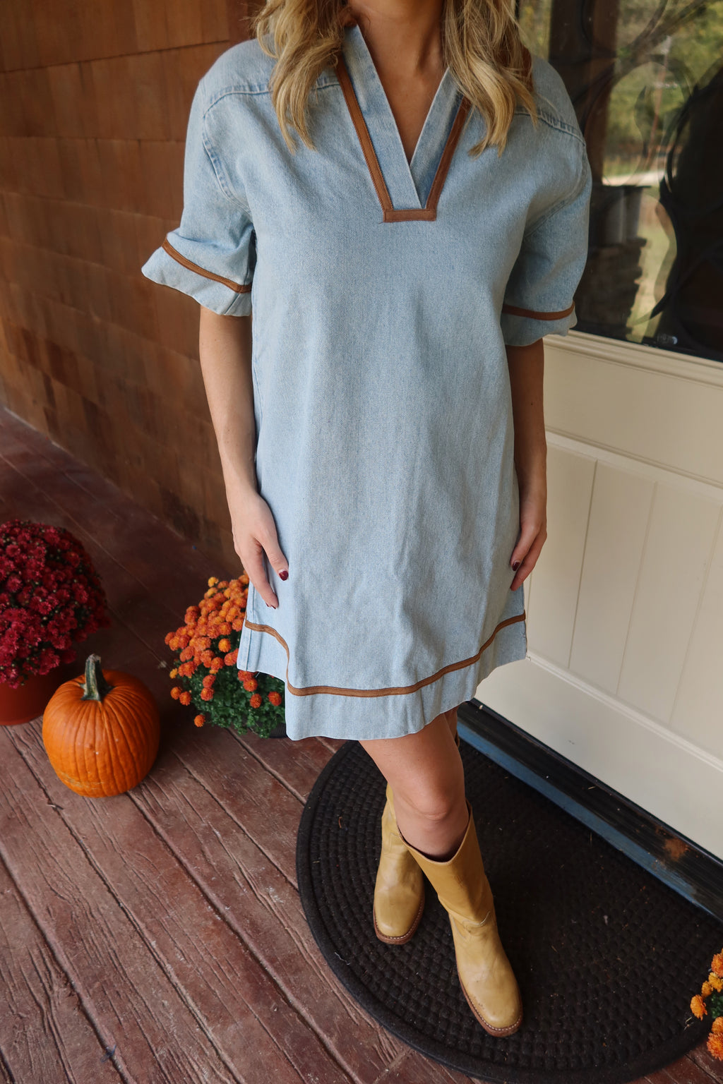 Marcie V-neck Denim Dress
