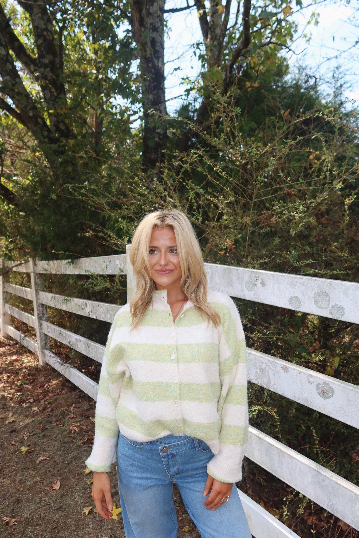 The Heritage Stripe Cardigan (Green)