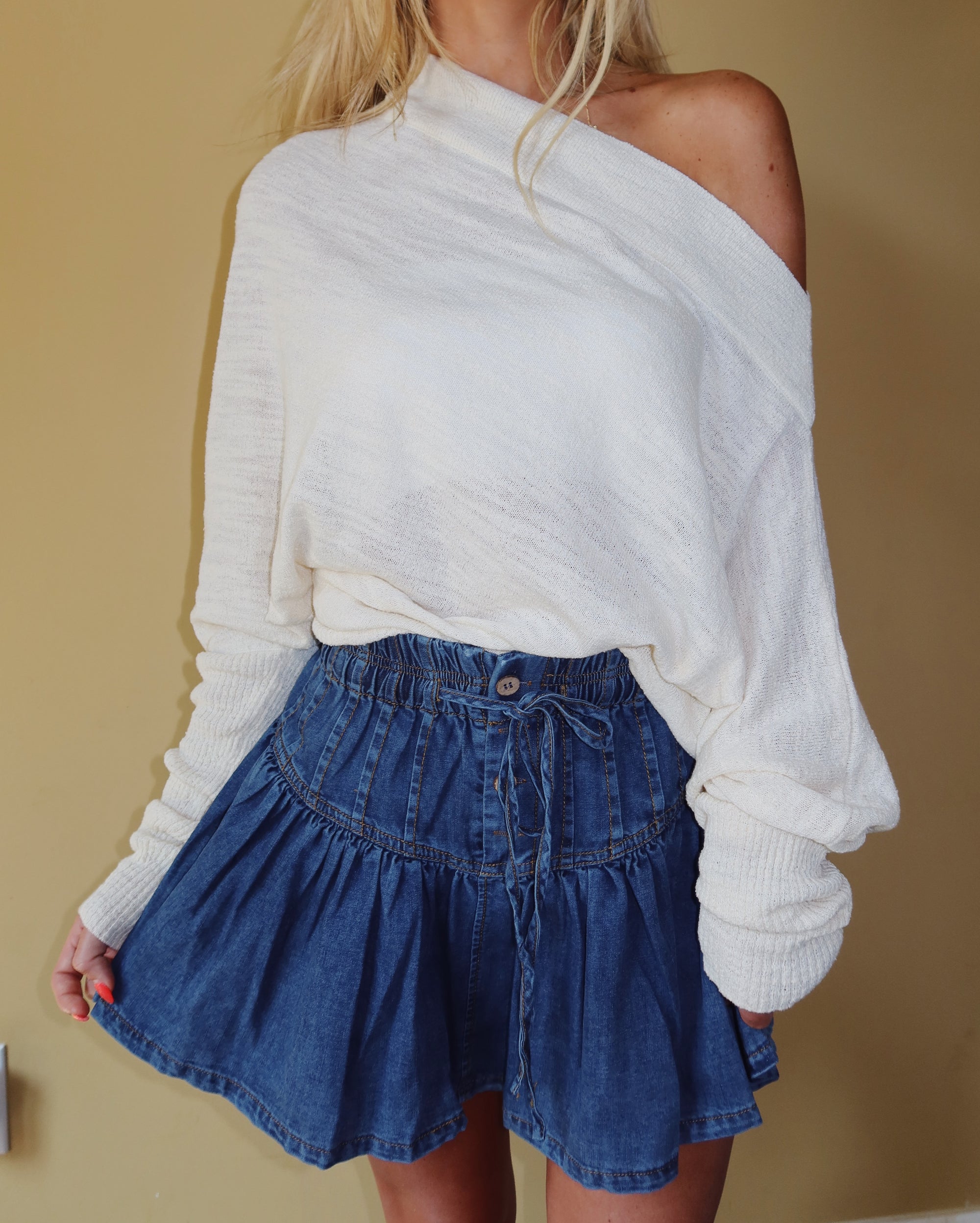Denim Flare Mini Skirt