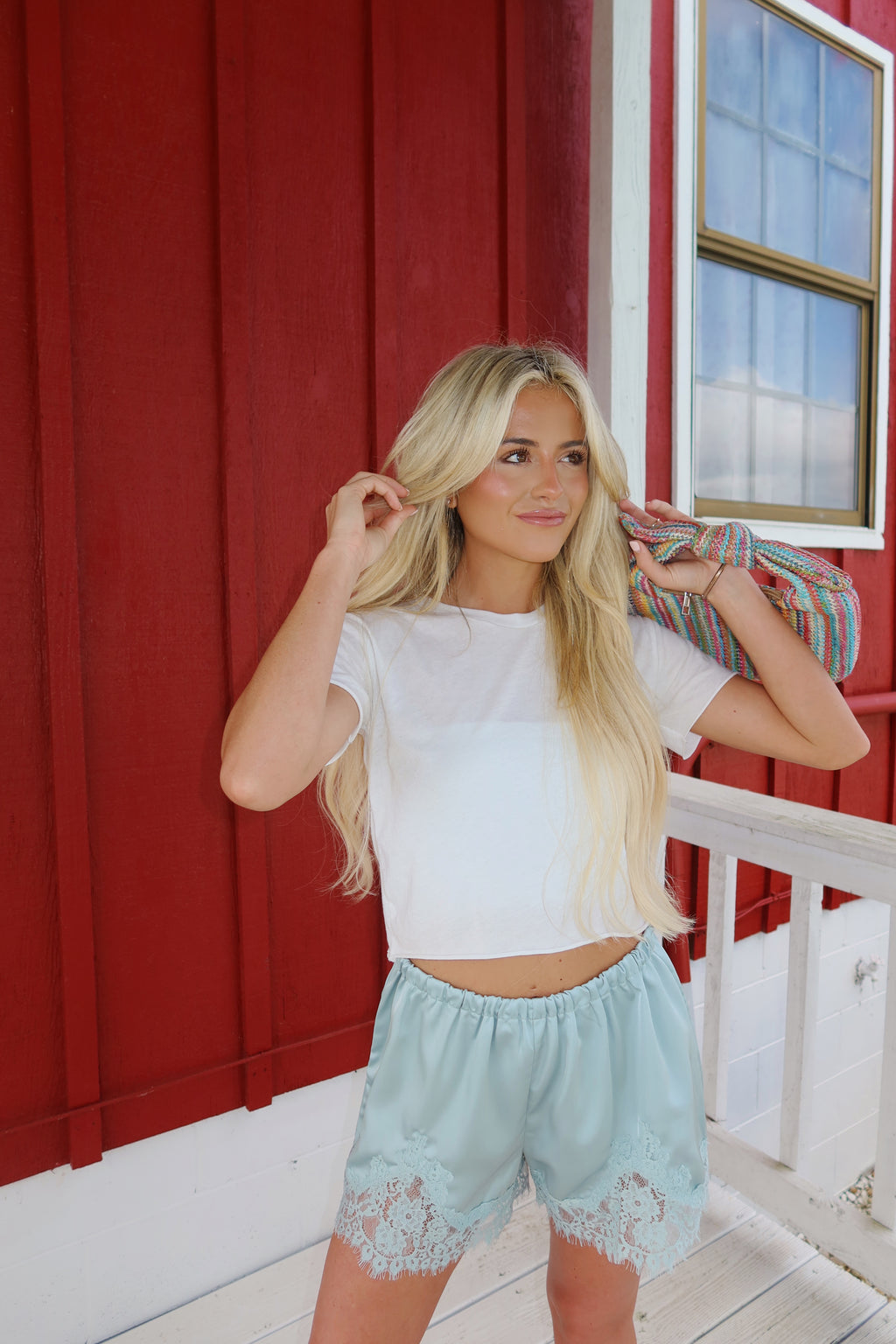 Lilah Lace Trim Shorts (Mint)