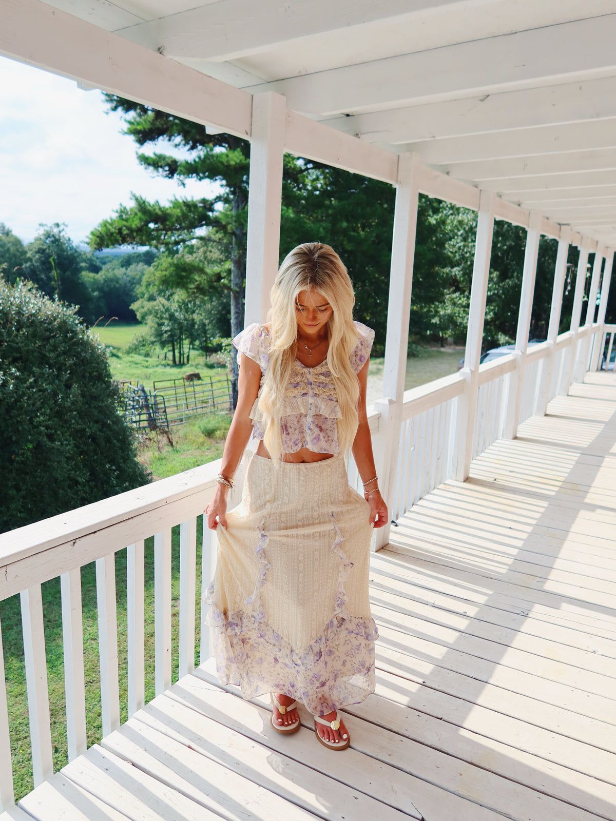 Charleston Floral Skirt-Purple