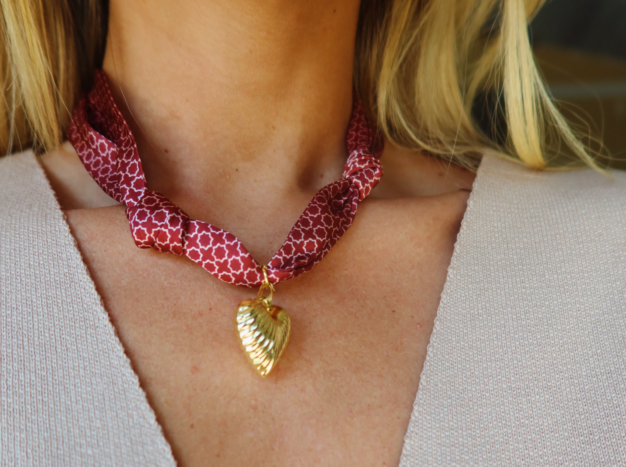 Gigi Scarf Necklace- Burgundy