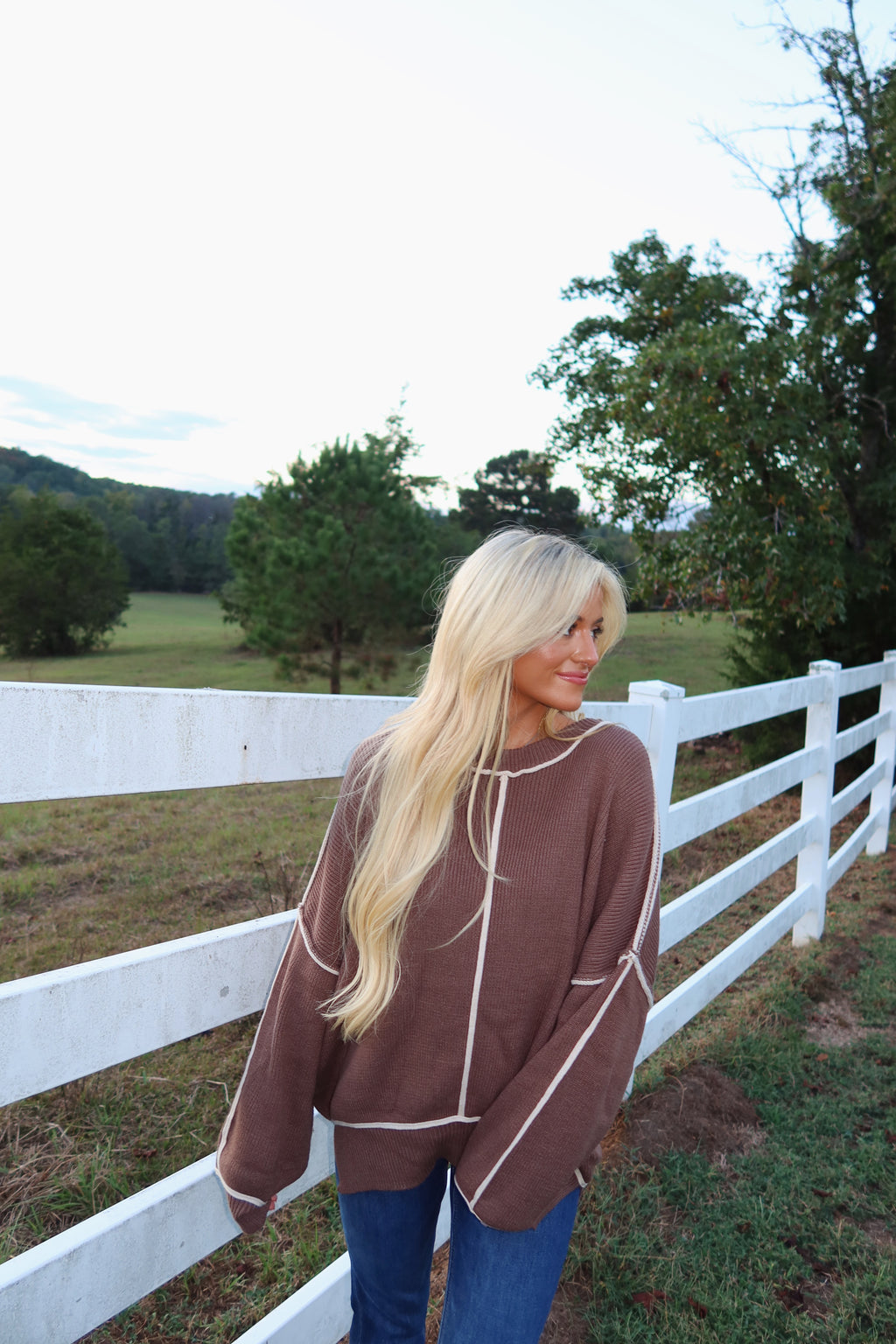 Chestnut Exposed Seam Sweater
