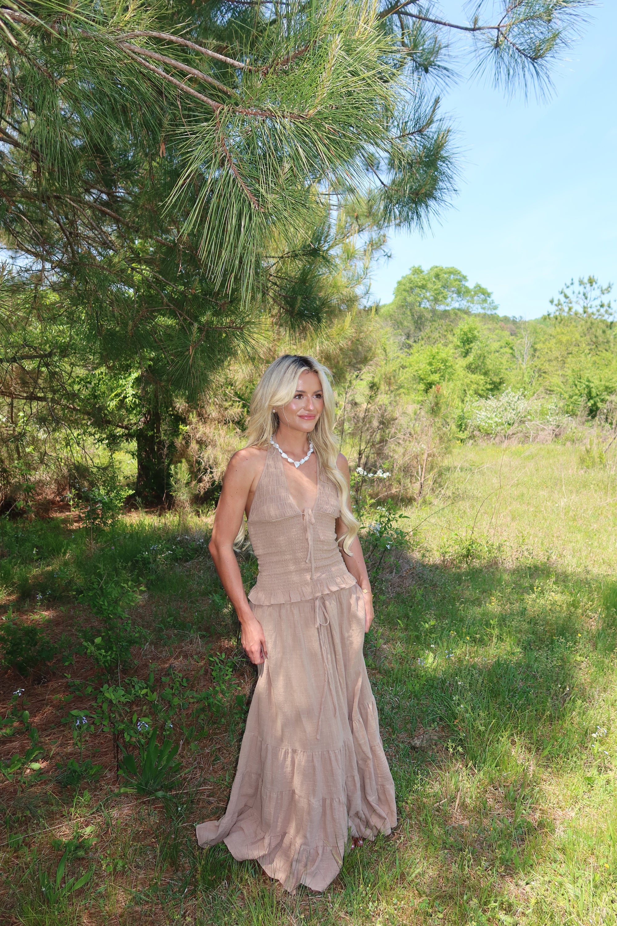 Greta Smocked Halter Set (Rattan)