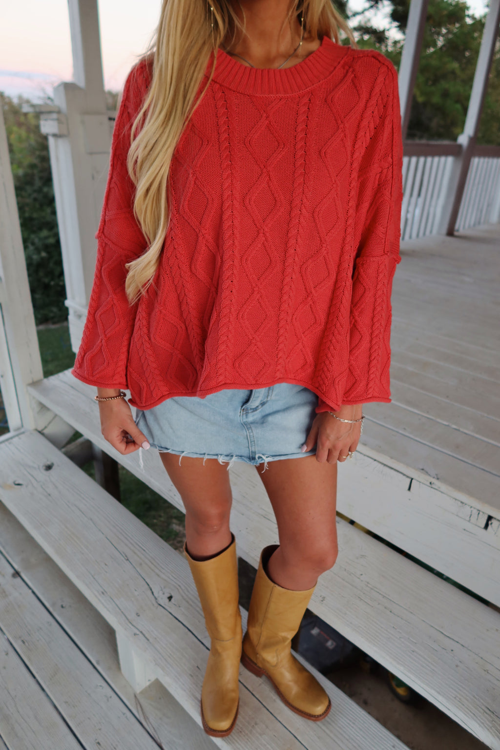 Falling Leaves Sweater (Dusty Red)