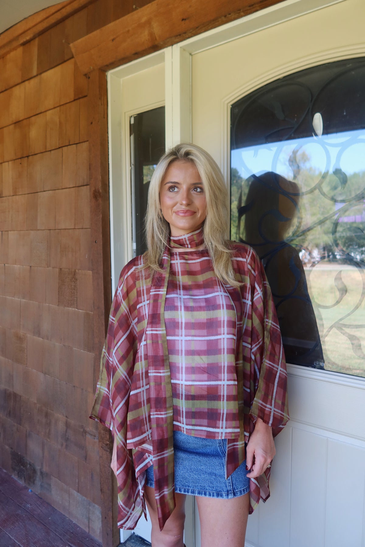 Heidi Plaid Poncho Top