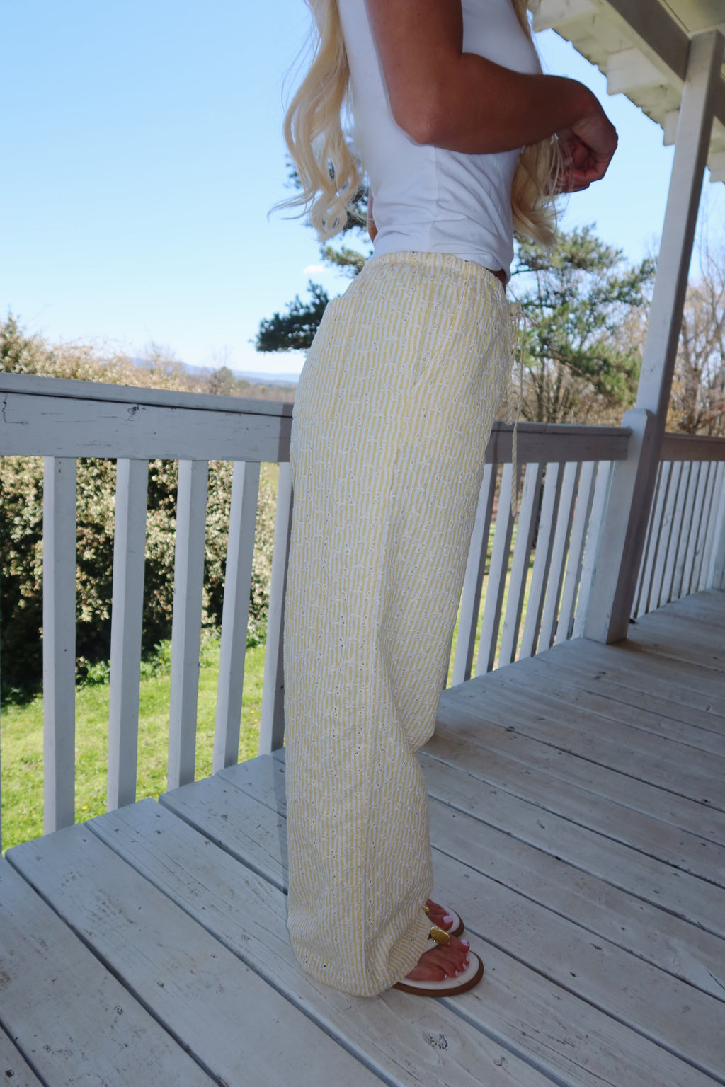 Newport Striped Wide Leg Pants (Yellow)