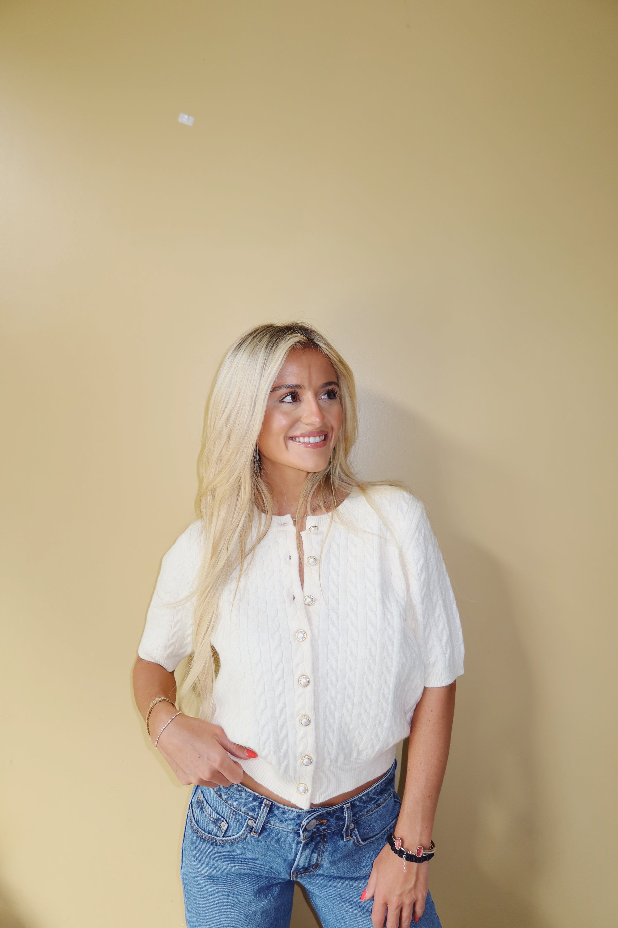 Pearl Cable Knit Cardigan