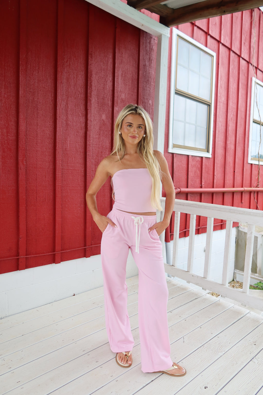 Pink Palm Wide Leg Sweatpants