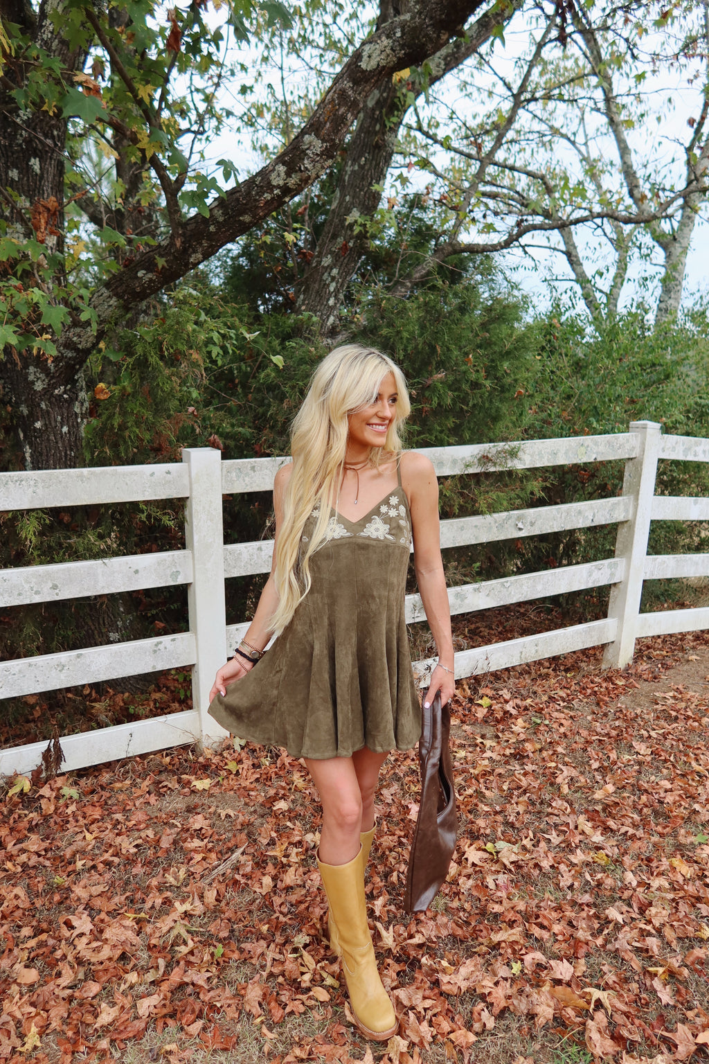 Olive Bloom Mini Dress