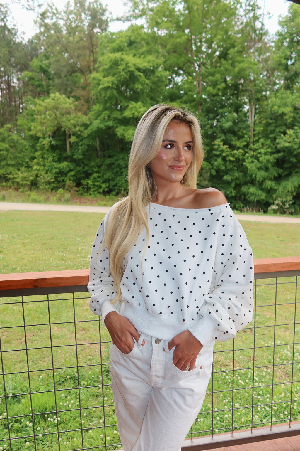 OTS Polka Dot Sweatshirt (White & Black)