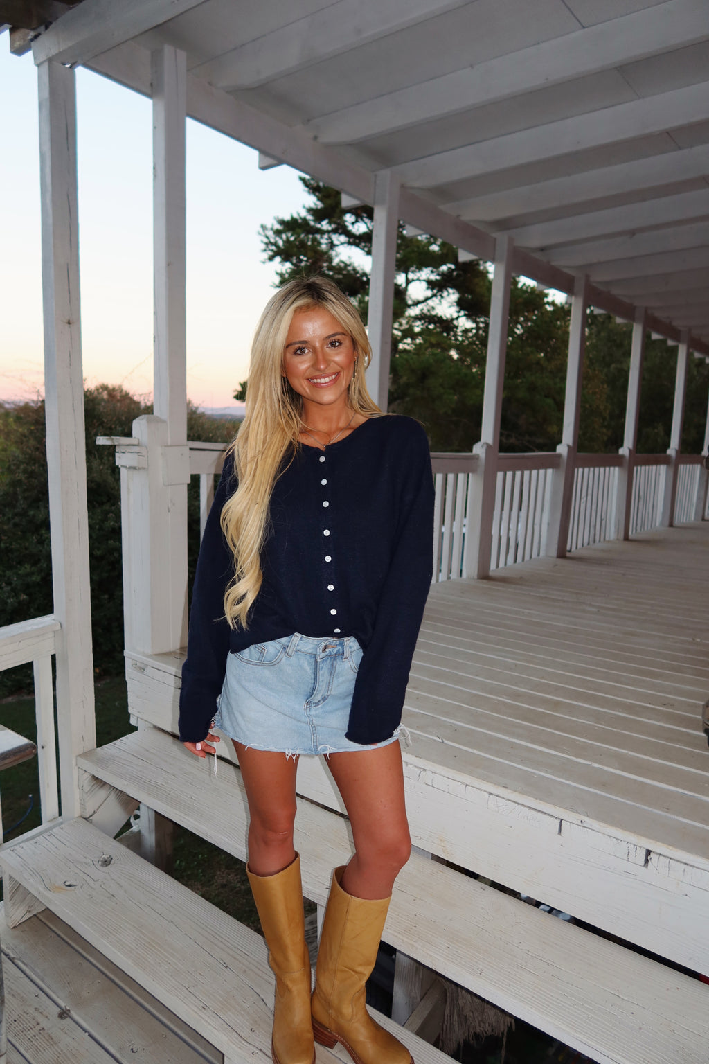 Essentials Button Down Cardigan- Navy