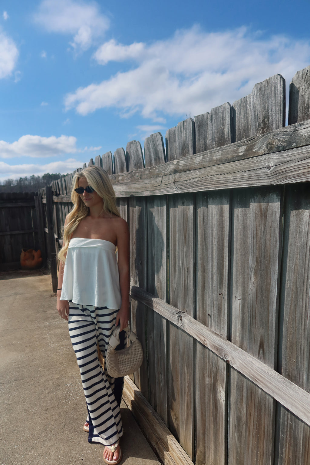 Florence Striped Drawstring Pants- Navy