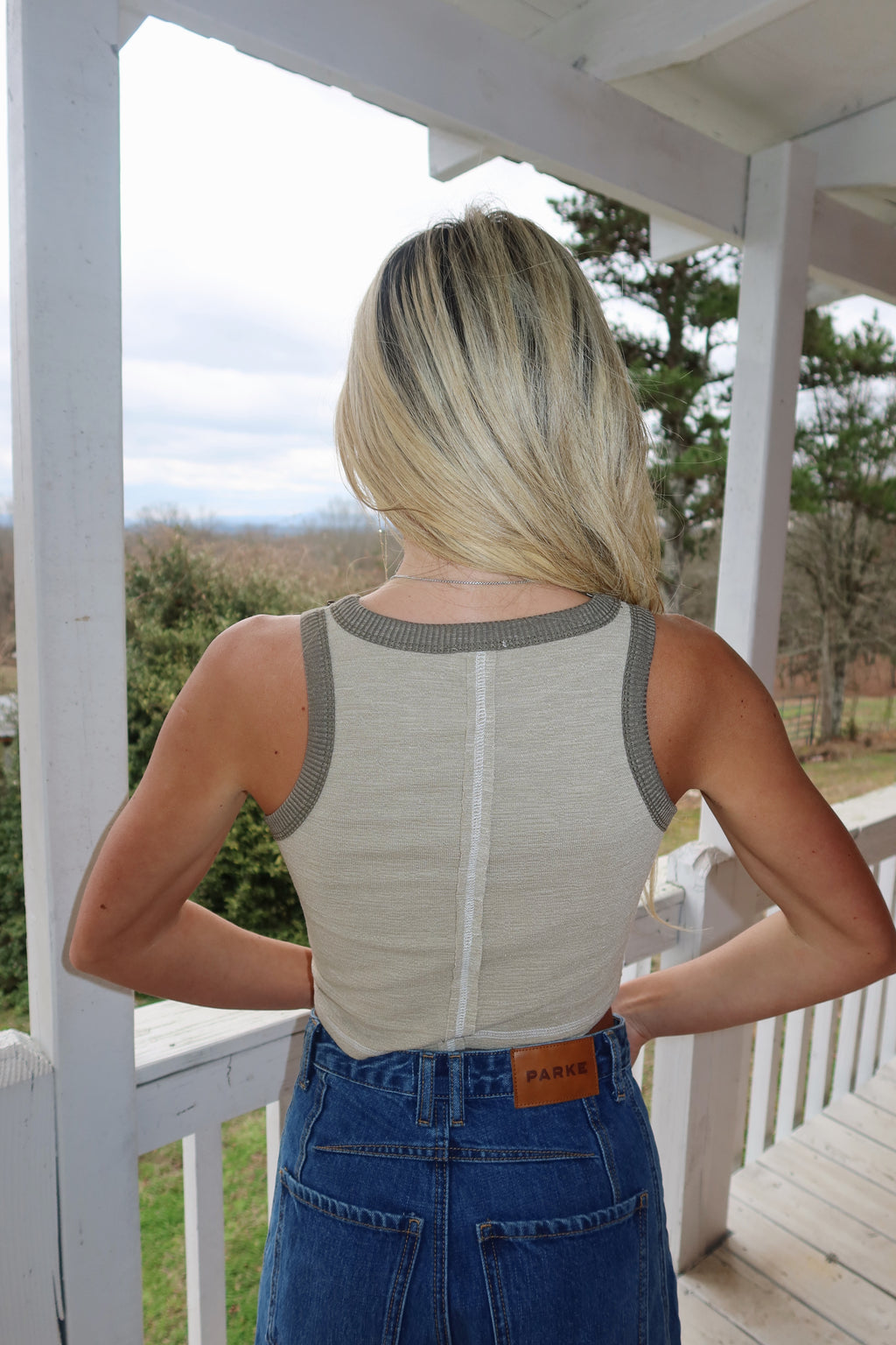 Audrey Sleeveless Knit Top-Olive