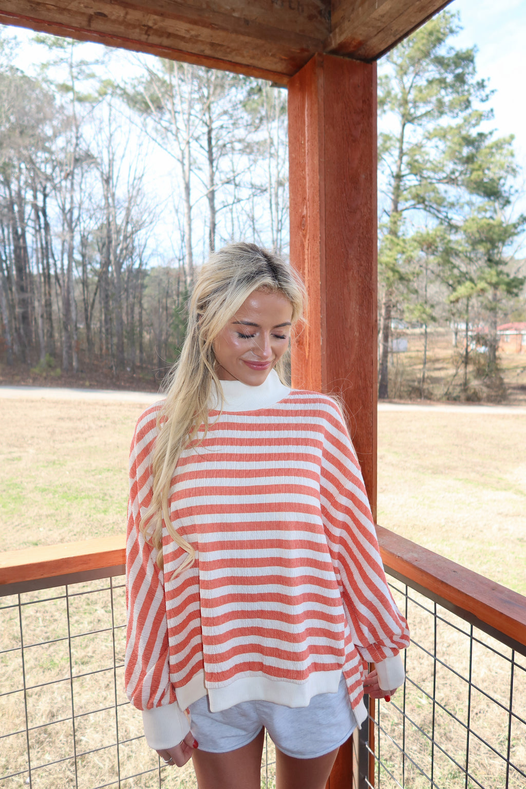 Lakeside Mock neck (Orange and Cream)