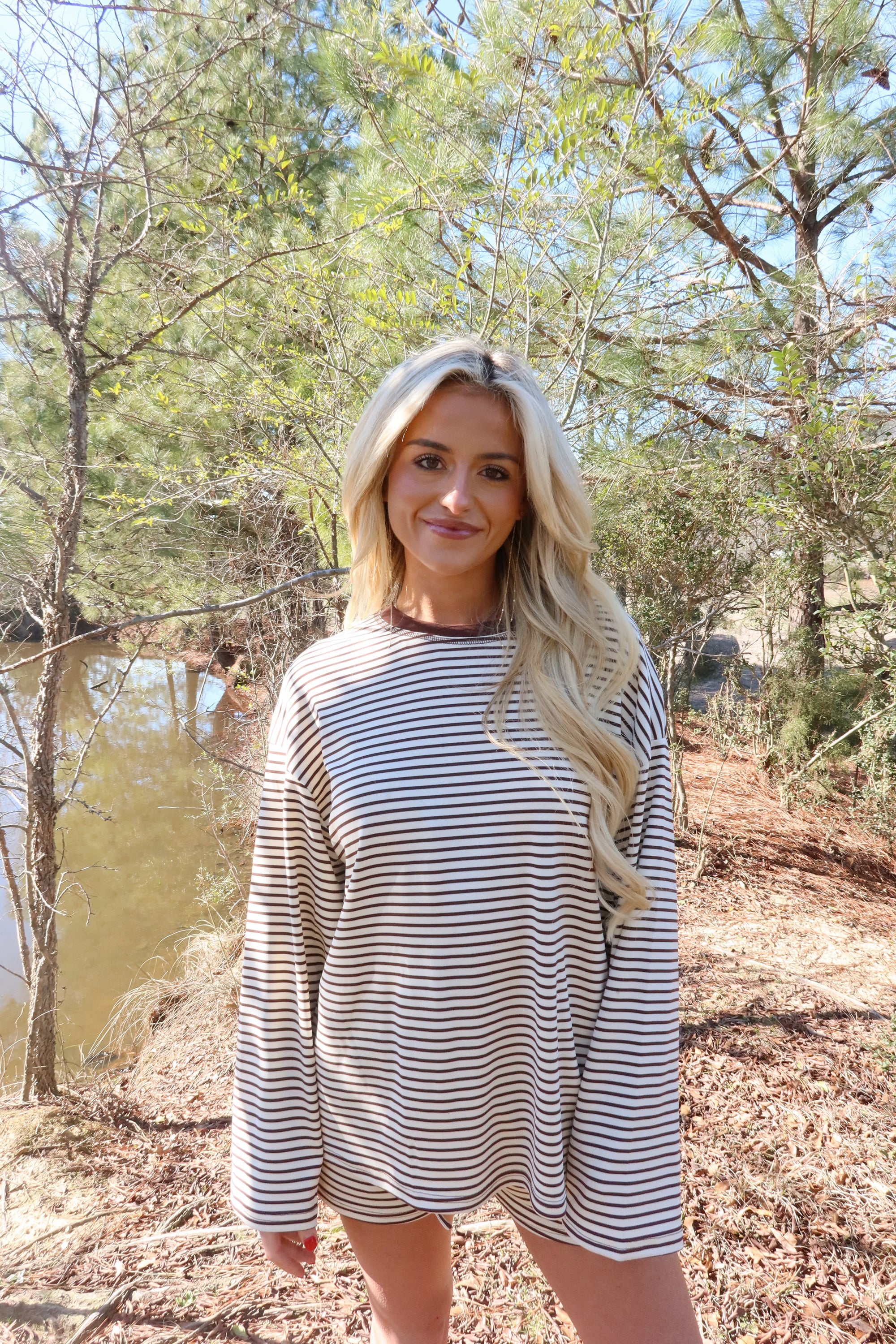 Rosie Striped Shorts Set (Brown)