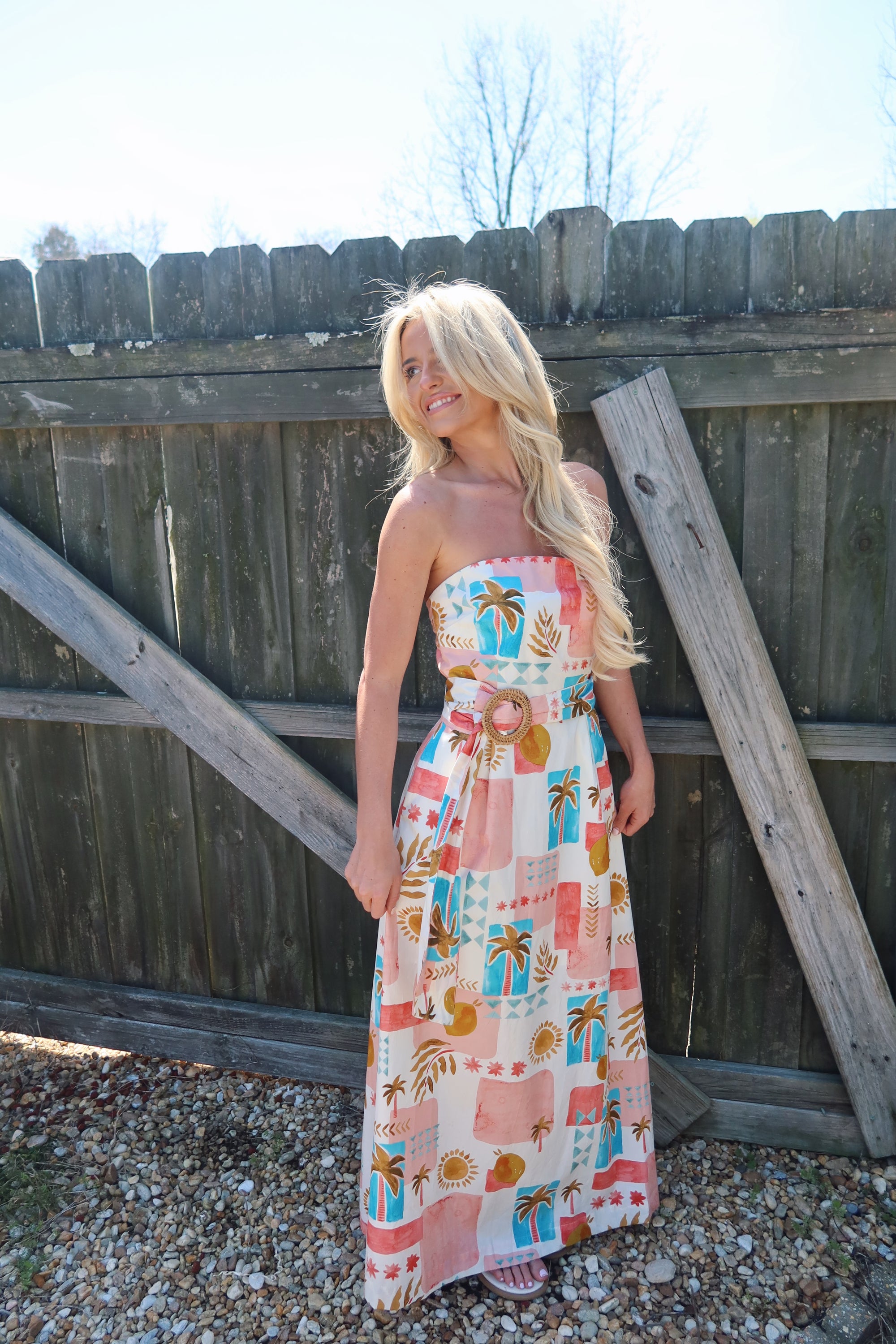 Moroccan Spring Belted Maxi Dress