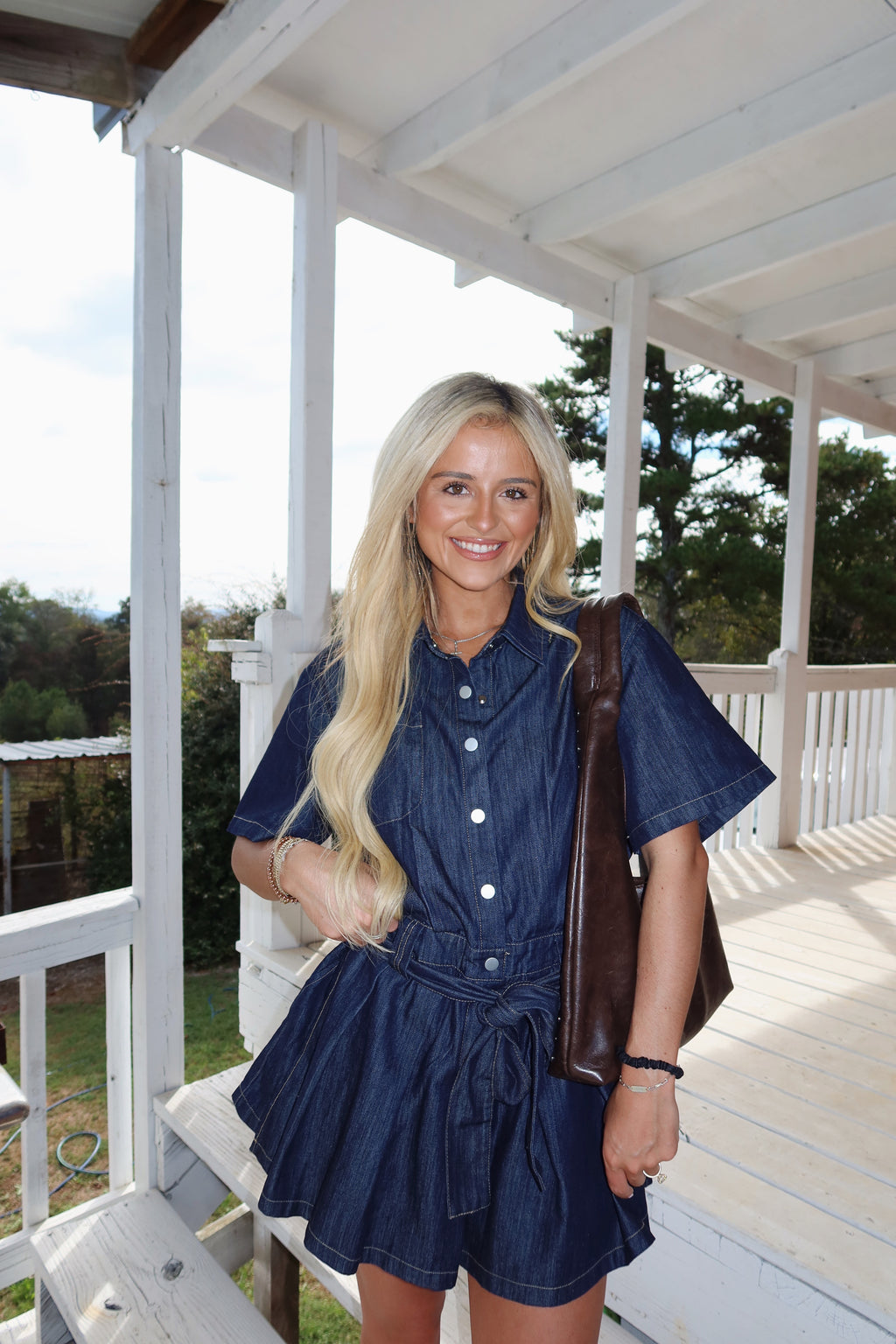 Denim Days Belted Romper Dress
