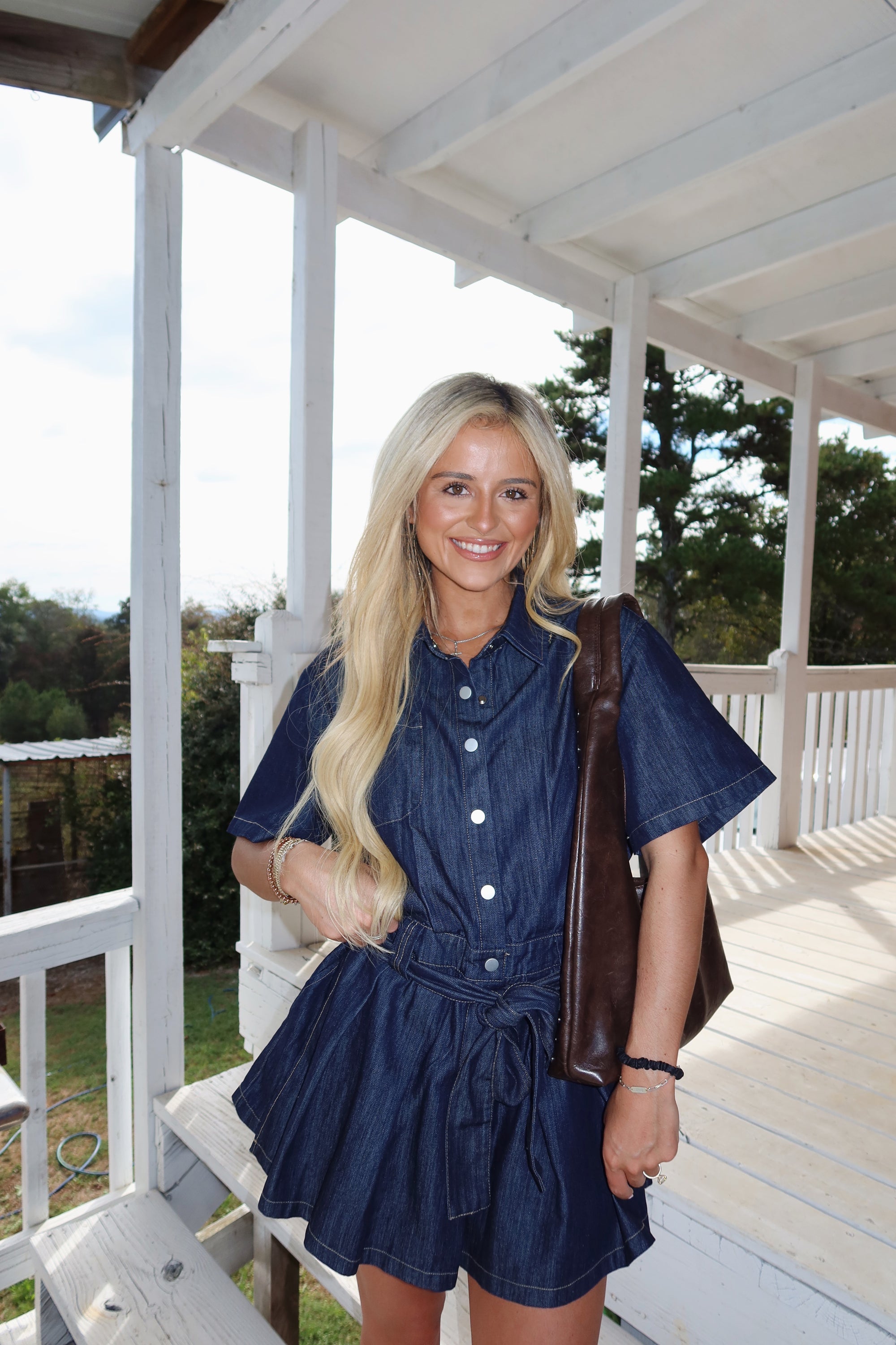 Denim Days Belted Romper Dress