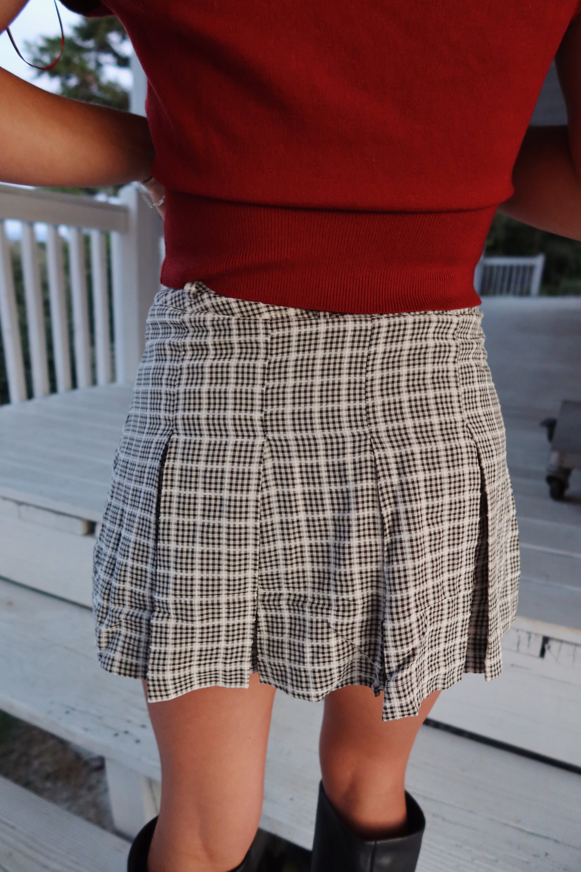 Check Tie Waist Skort