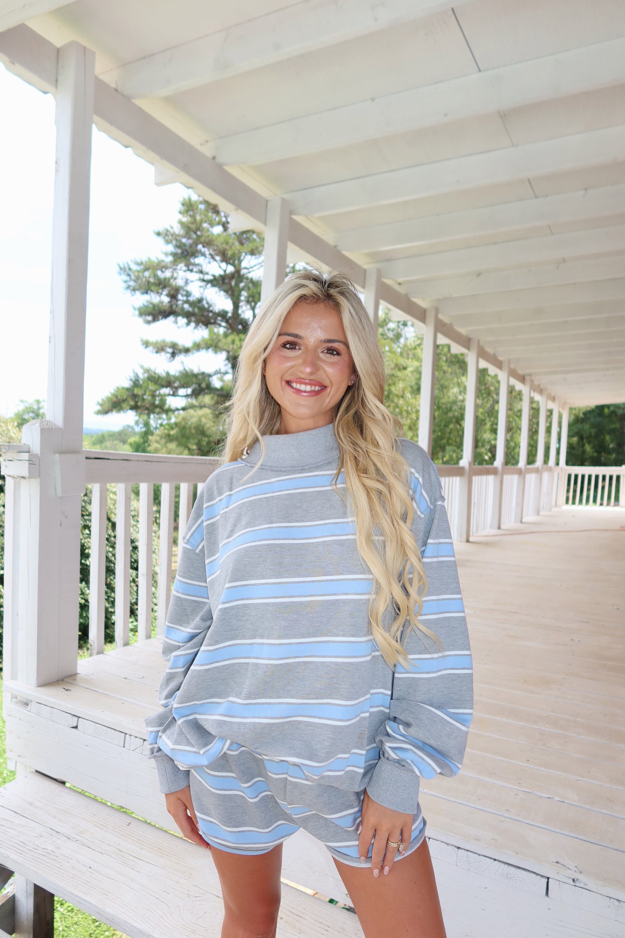Sophia Striped Shorts- BLUE/GREY