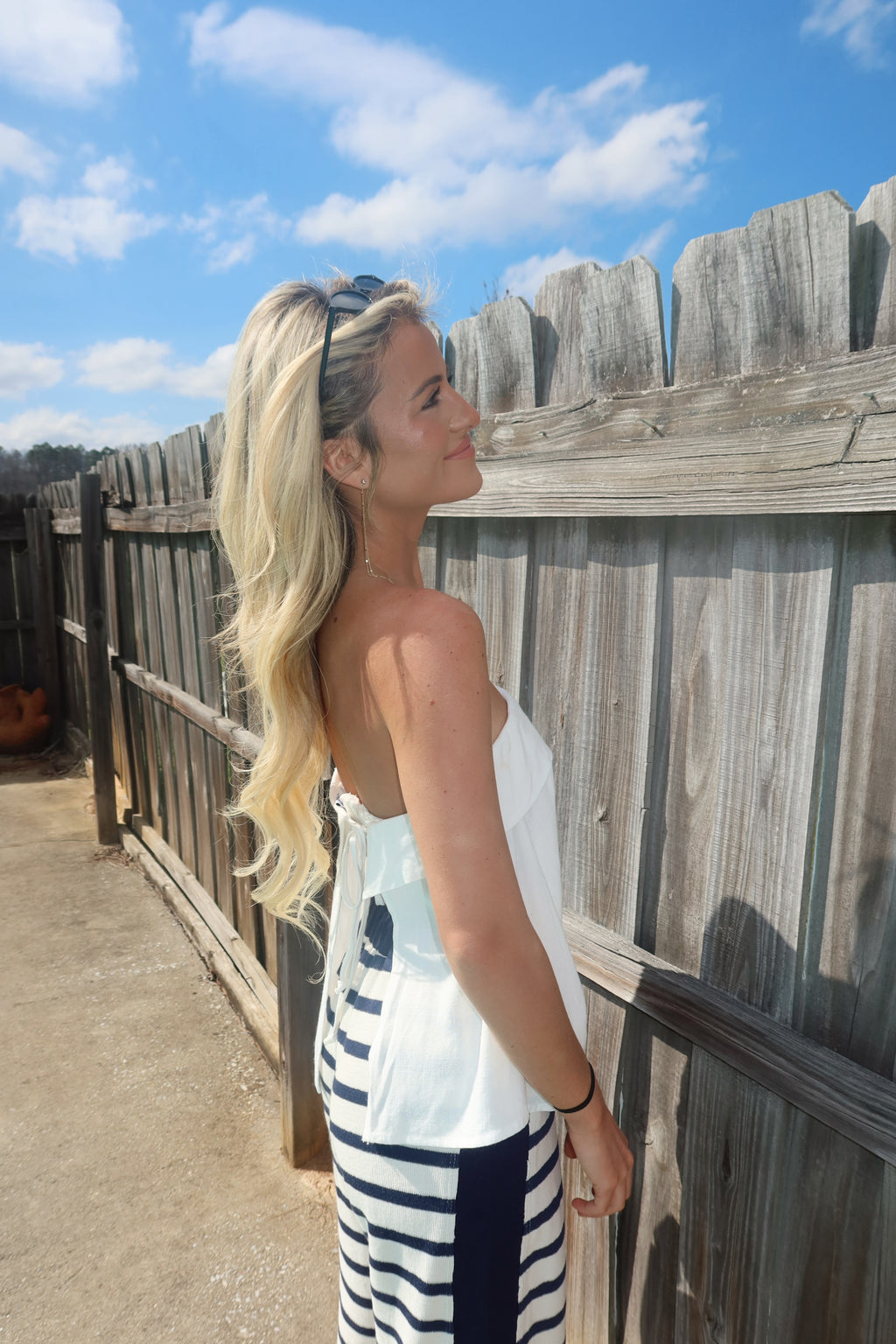 Ease Linen Back Tie Top