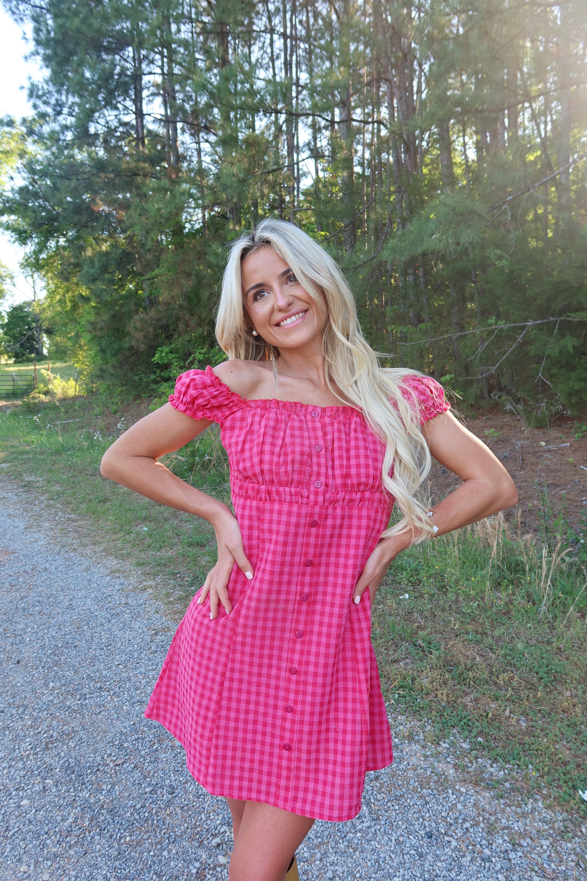 Ida Gingham Frill Strap Mini Dress