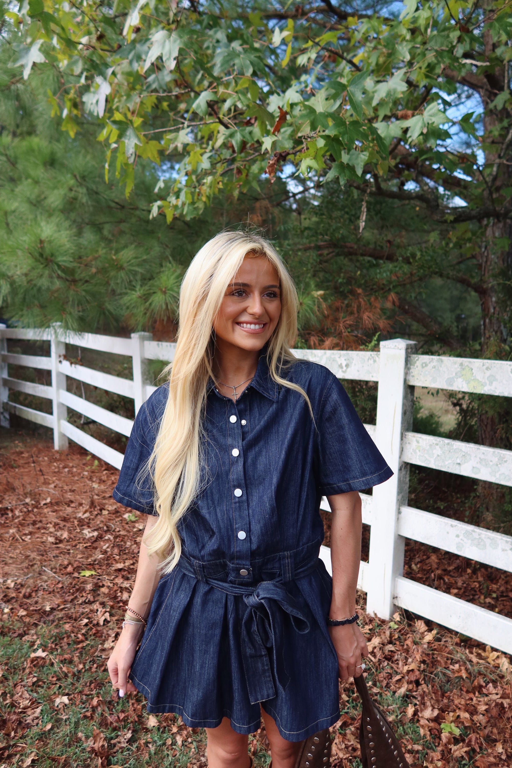 Denim Days Belted Romper Dress