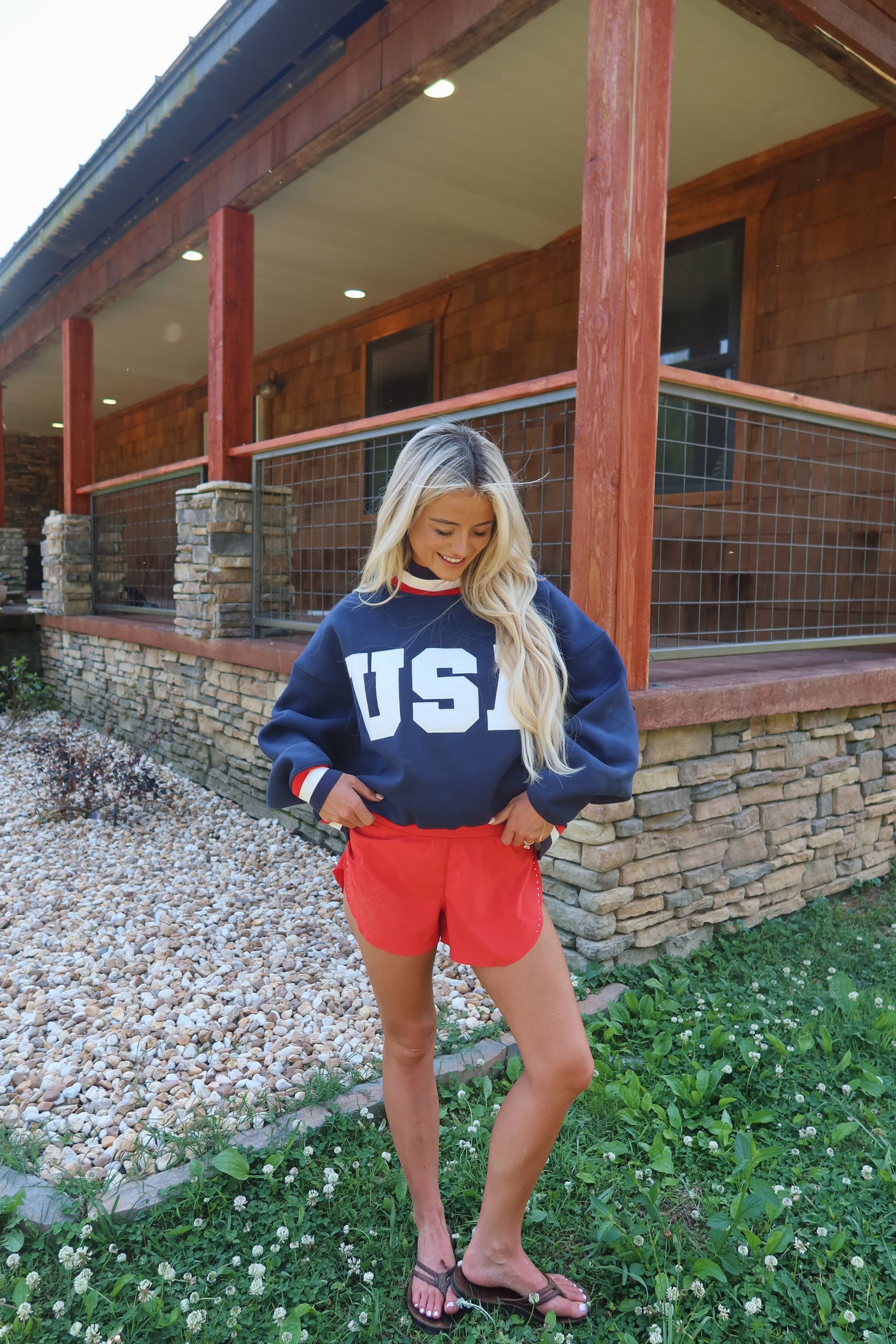 USA Mock Neck- Navy