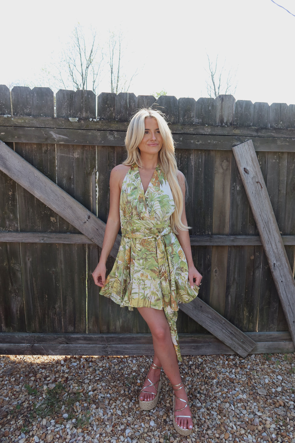 Tropic Satin Mini Wrap Dress
