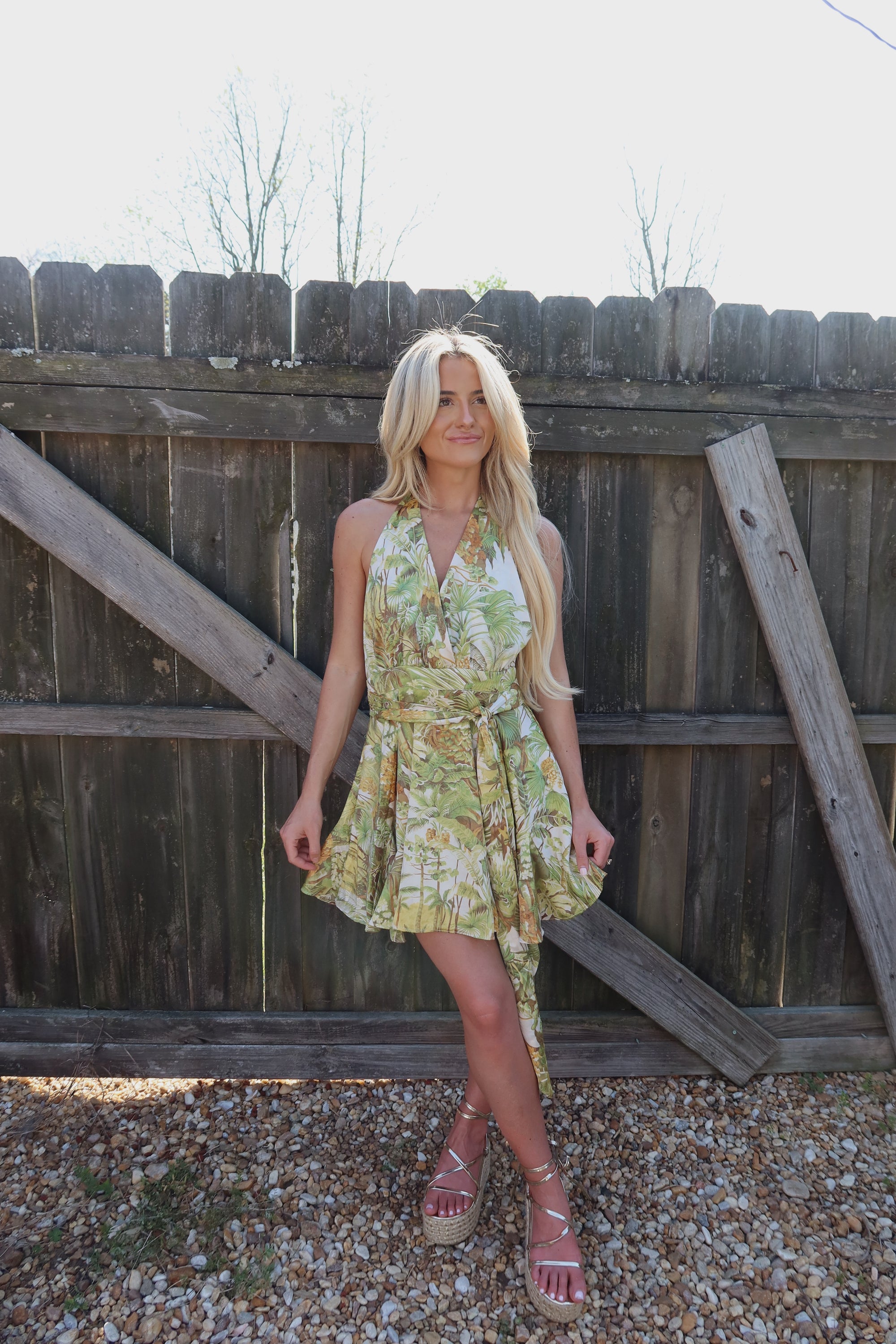 Tropic Satin Mini Wrap Dress