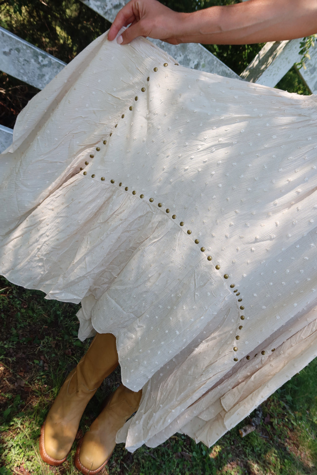 Grommet Hanky Hem Maxi Skirt
