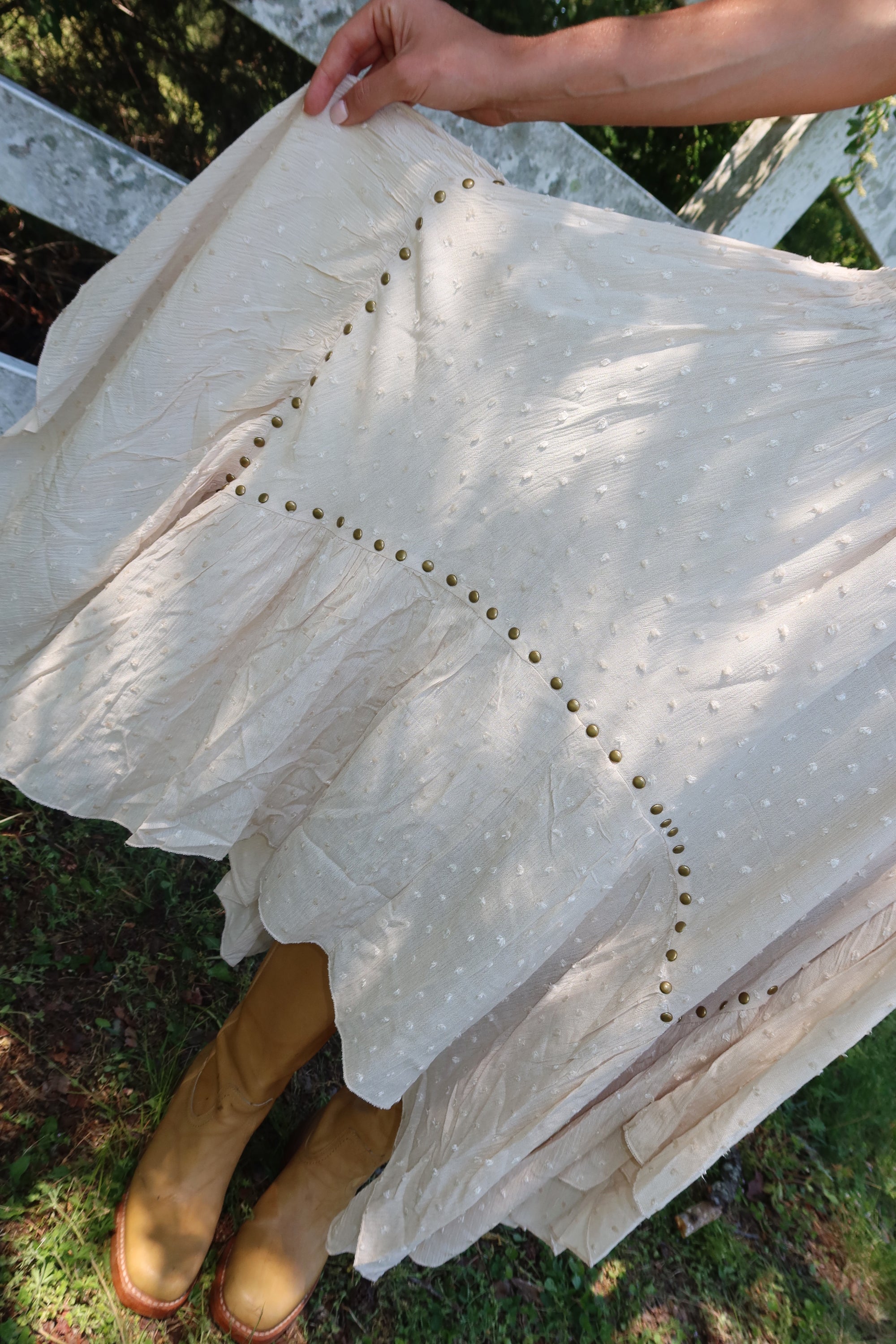 Grommet Hanky Hem Maxi Skirt