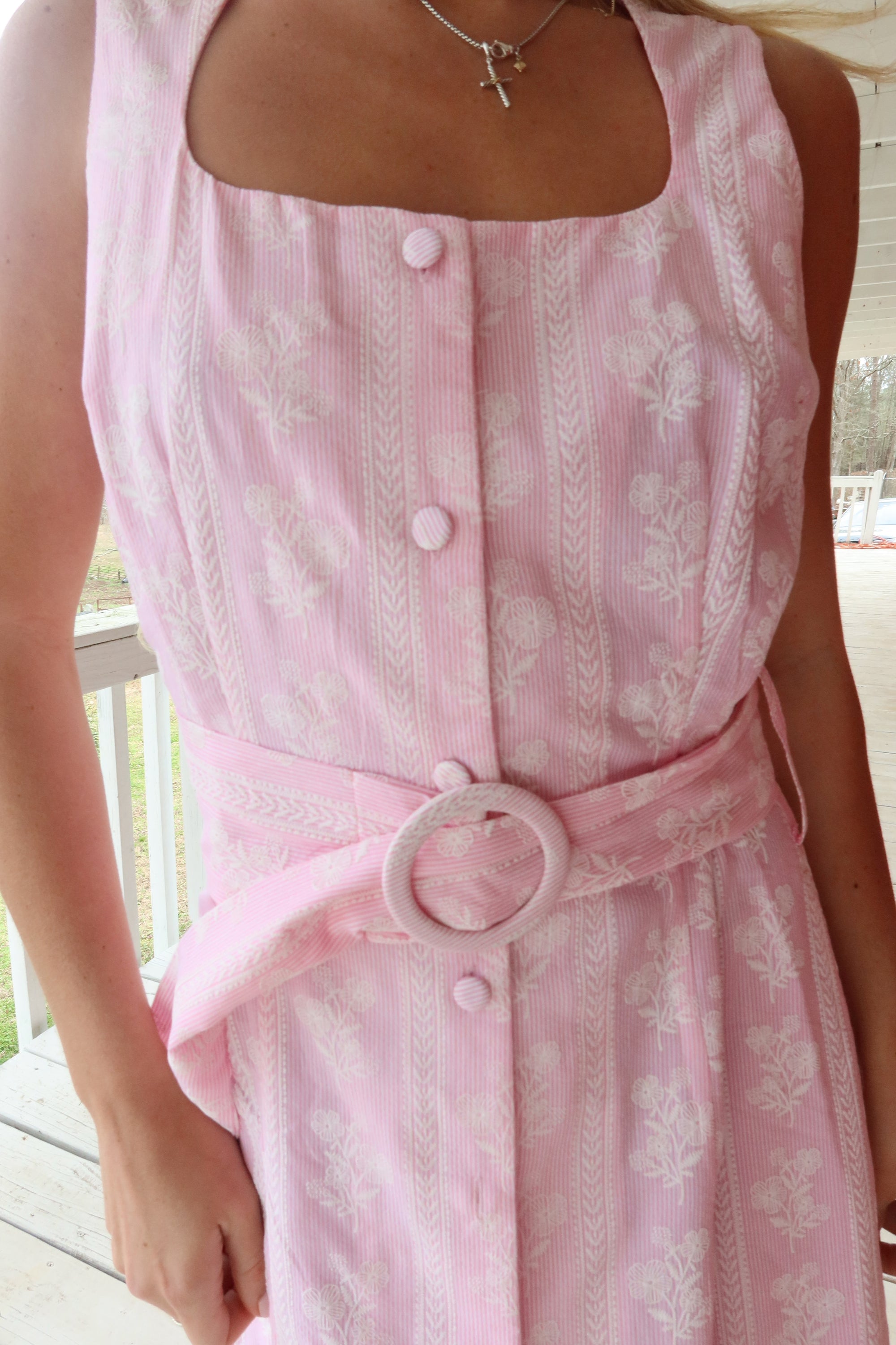 Della Pink Floral Midi Dress