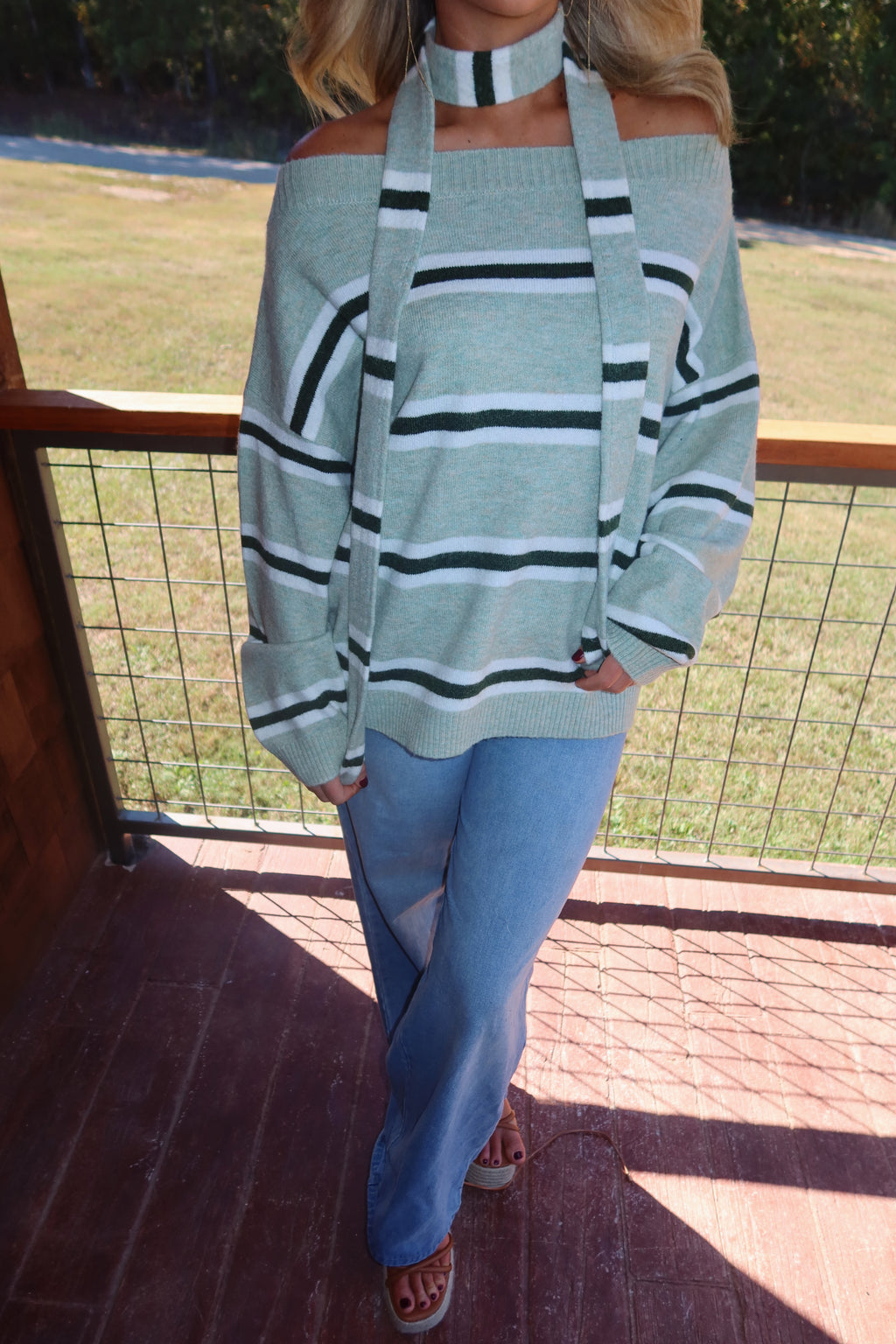 Brooke Striped Sweater with Scarf