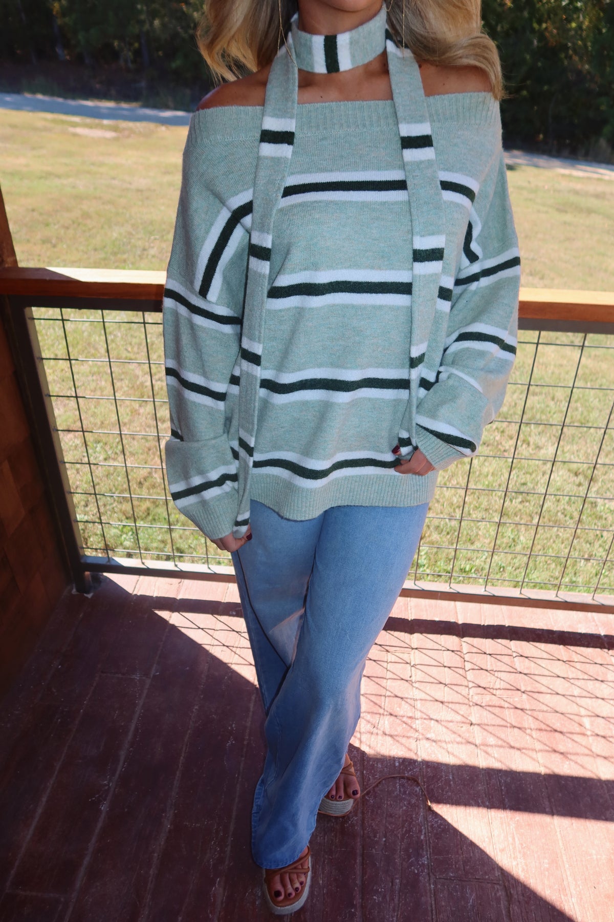 Brooke Striped Sweater with Scarf