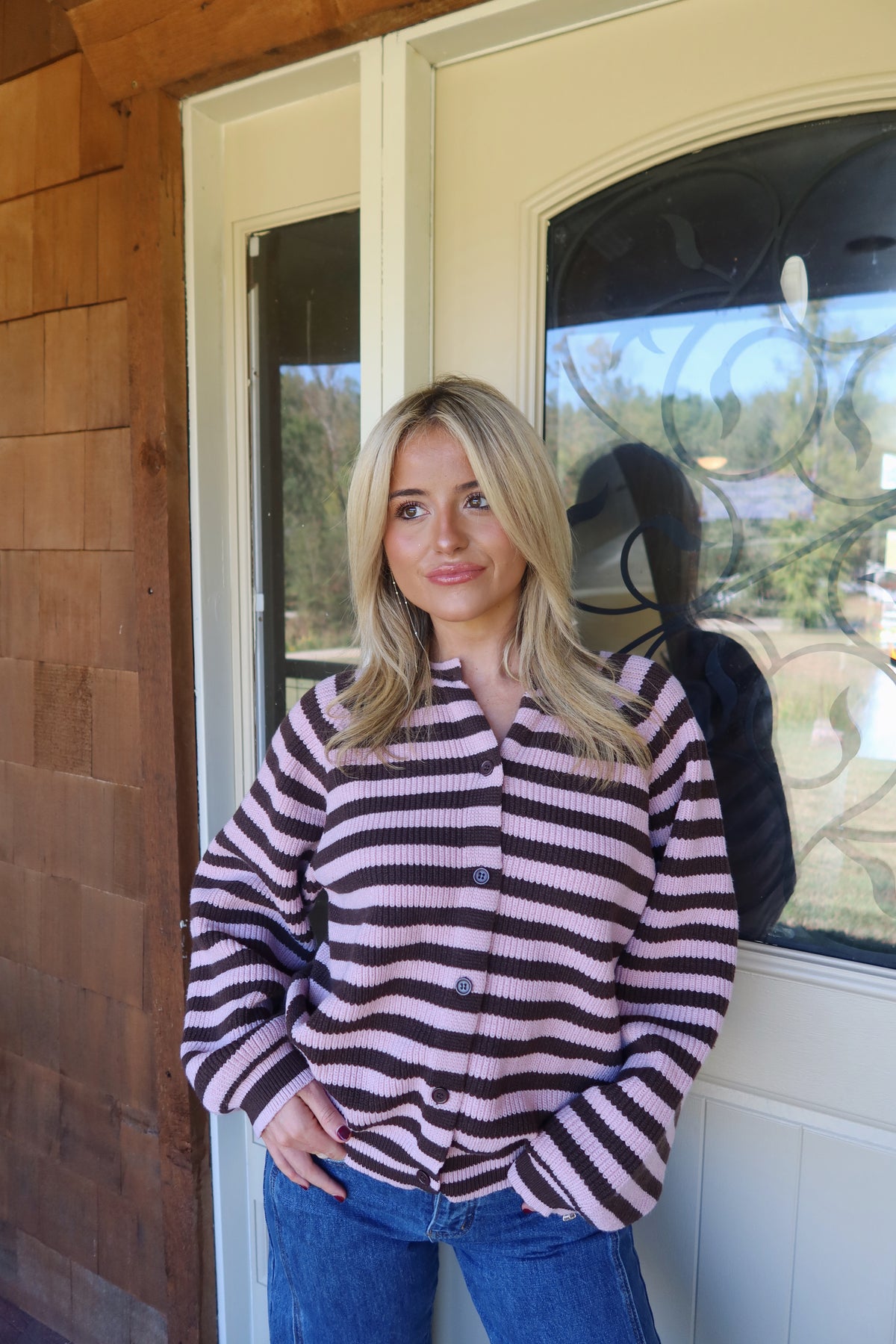 Caro Raglan Striped Cardigan