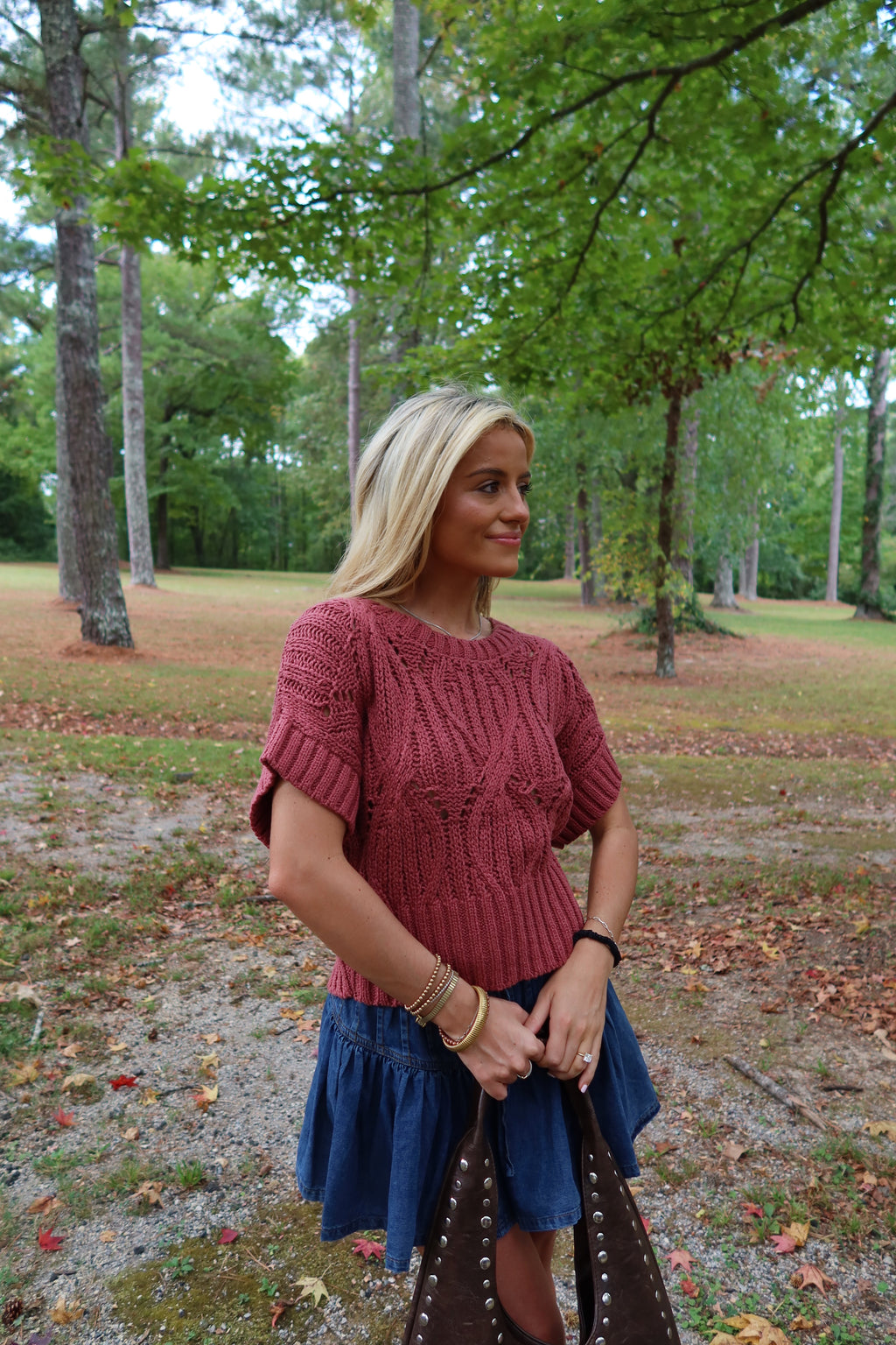 Lennie Crochet Sweater (Wine)